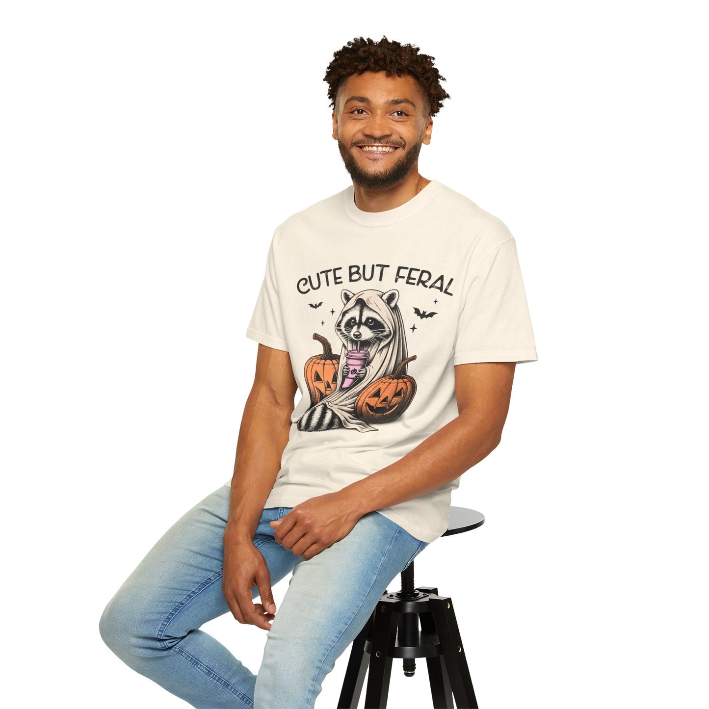 Raccoon Garment-dyed Tee Comfort Color T-shirt - Cute and Feral Halloween Season Gift Ideas
