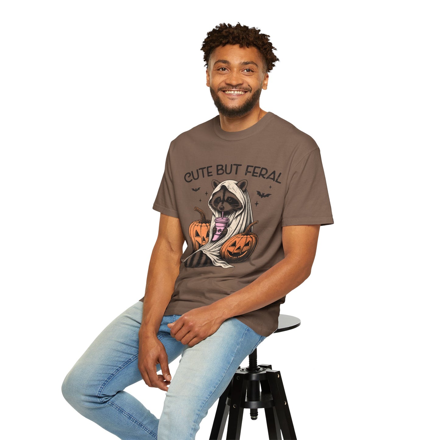 Raccoon Garment-dyed Tee Comfort Color T-shirt - Cute and Feral Halloween Season Gift Ideas