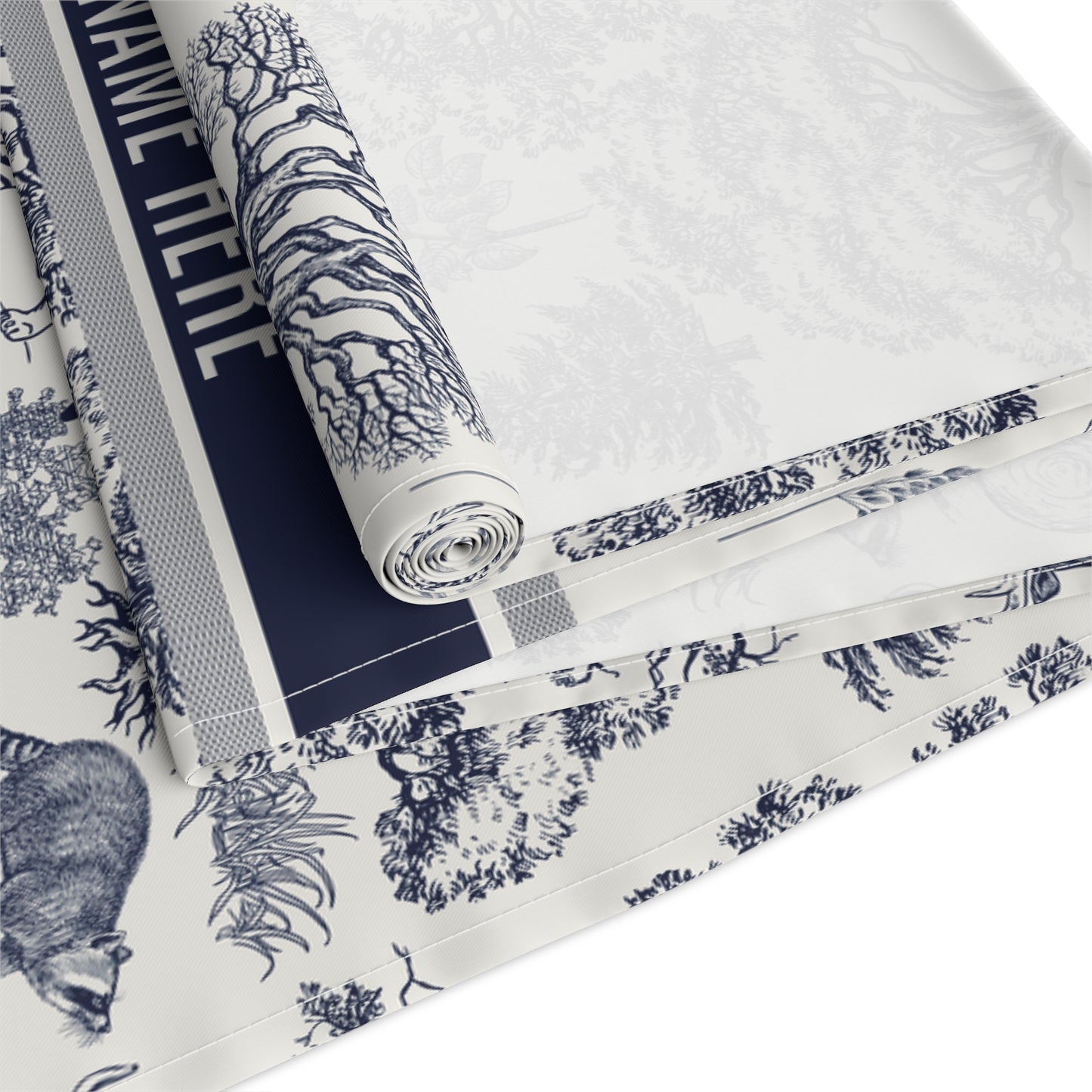 Personalized Name on Toile De Jouy Seamless Pattern Table Runner Version IA