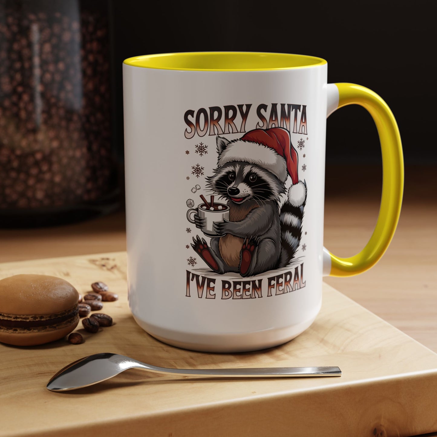 Sorry Santa, I'm Been Feral - Cute Funny Raccoon Mug | Hunting Christmas Holiday Gift