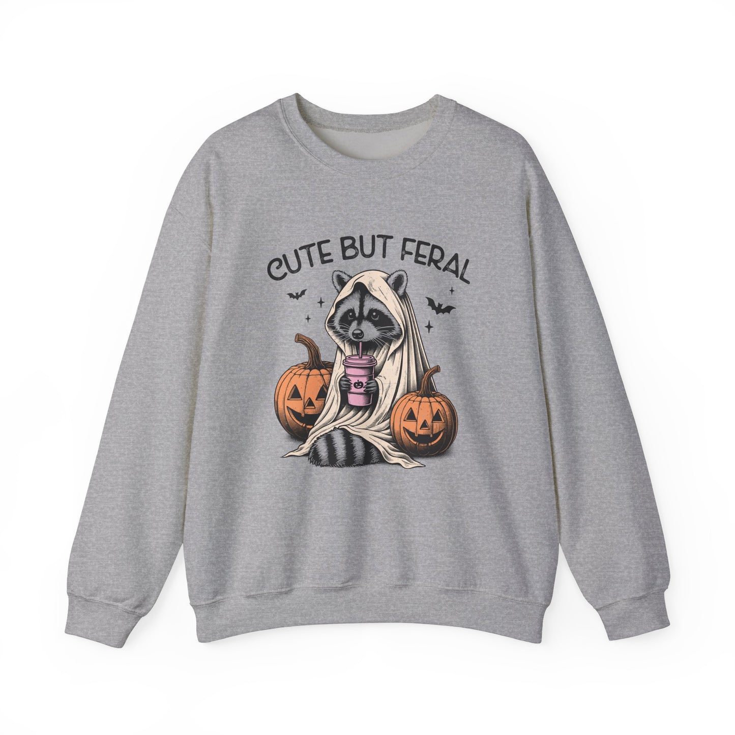 Raccoon Unisex Heavy Blend™ Crewneck Sweatshirt Cute and Feral Halloween Season Gift Ideas