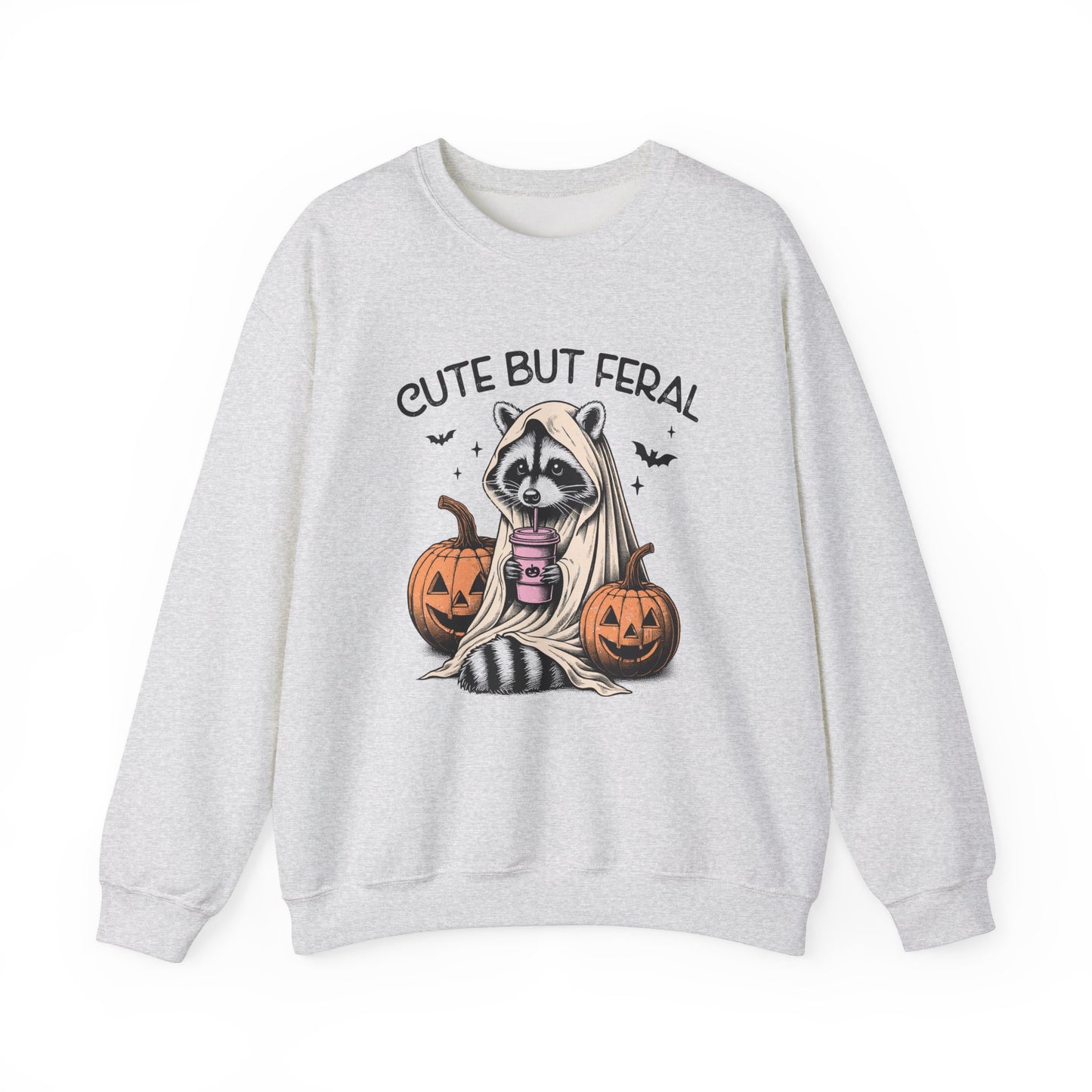 Raccoon Unisex Heavy Blend™ Crewneck Sweatshirt Cute and Feral Halloween Season Gift Ideas