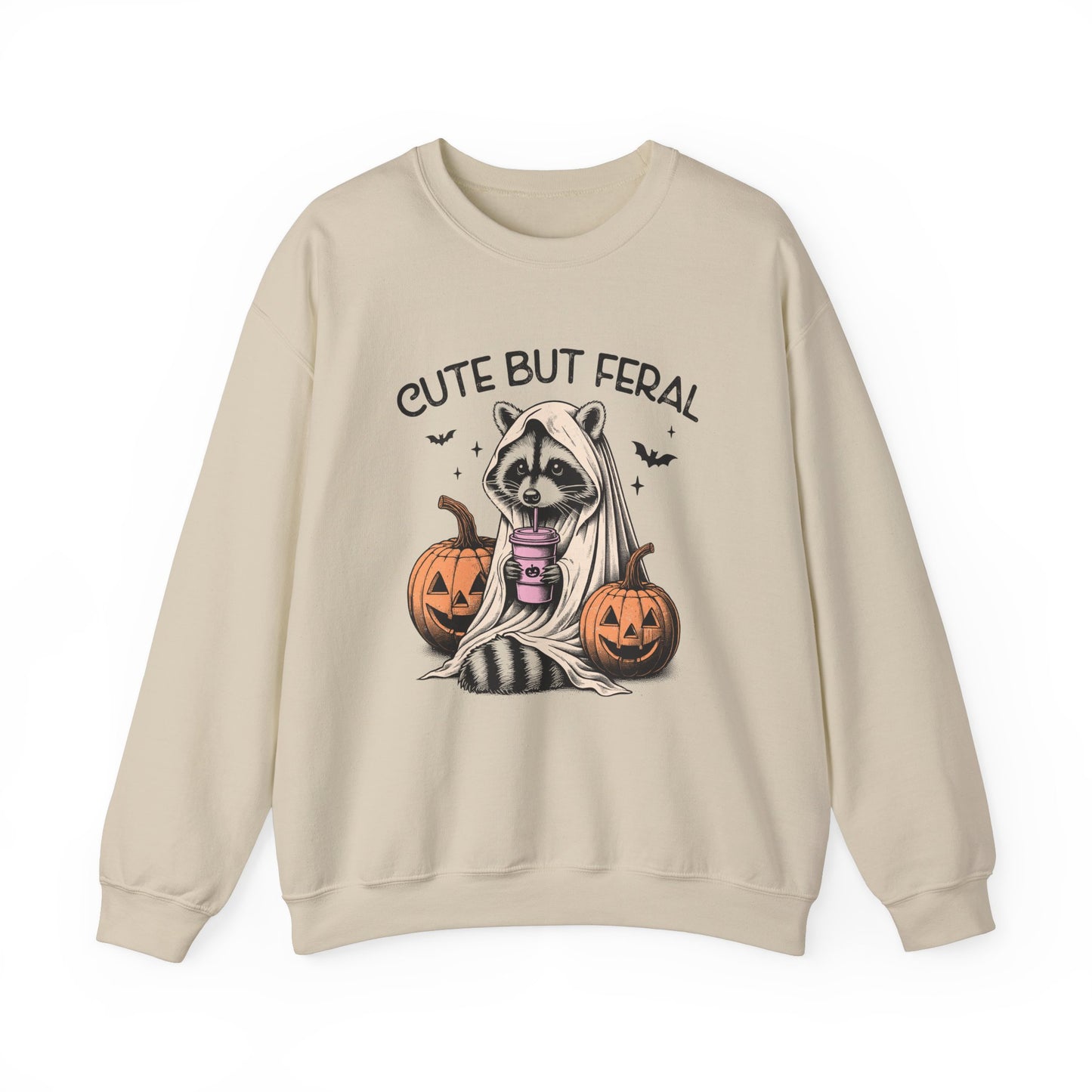 Raccoon Unisex Heavy Blend™ Crewneck Sweatshirt Cute and Feral Halloween Season Gift Ideas
