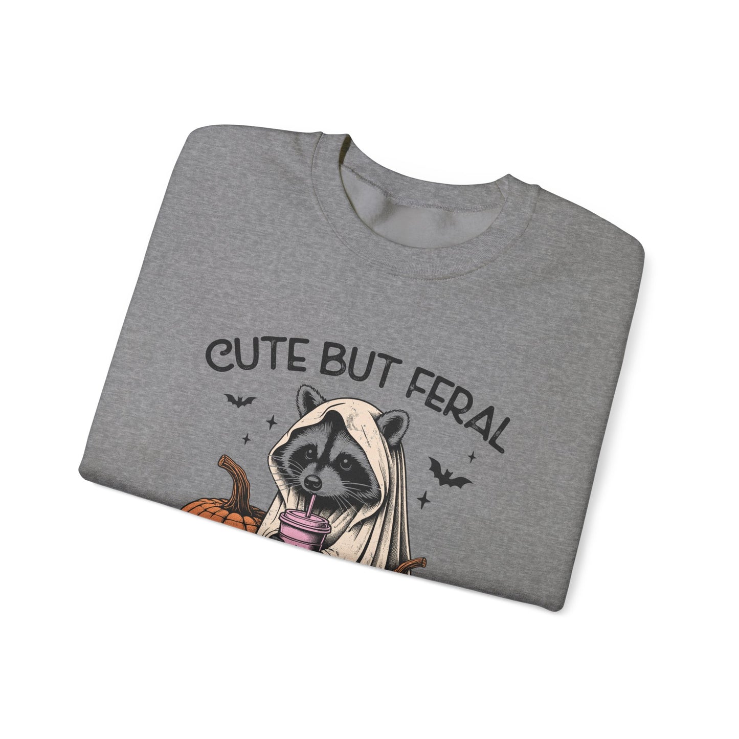 Raccoon Unisex Heavy Blend™ Crewneck Sweatshirt Cute and Feral Halloween Season Gift Ideas