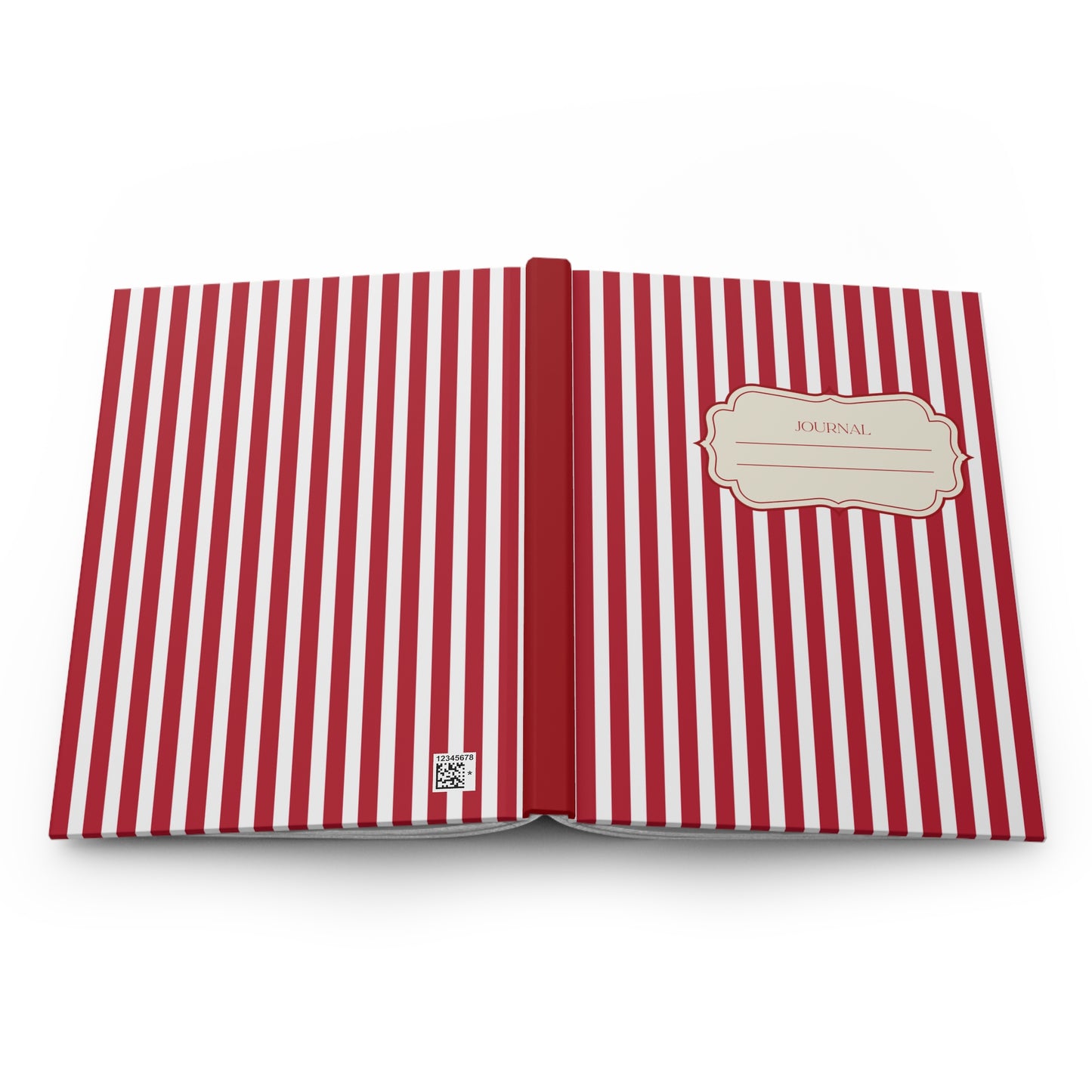 Red and White Striped Hardcover Notebook Journal | College School Student Teacher Book Lover Gift