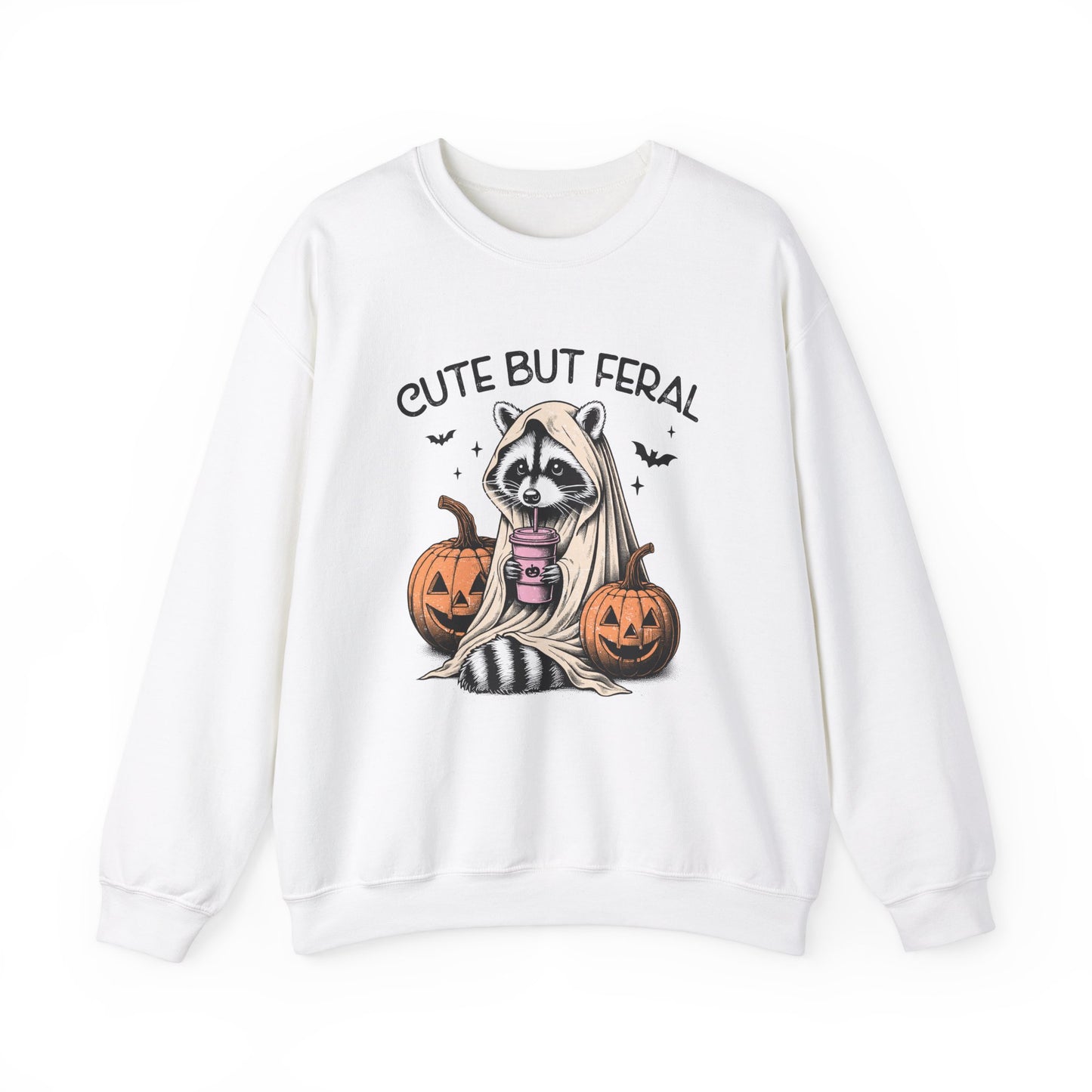 Raccoon Unisex Heavy Blend™ Crewneck Sweatshirt Cute and Feral Halloween Season Gift Ideas