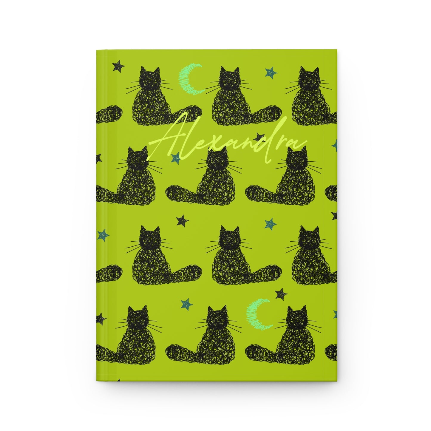 Personalized Name Cat Pattern Journal Notebook | College Book Lovers Student Teacher Gift Idea