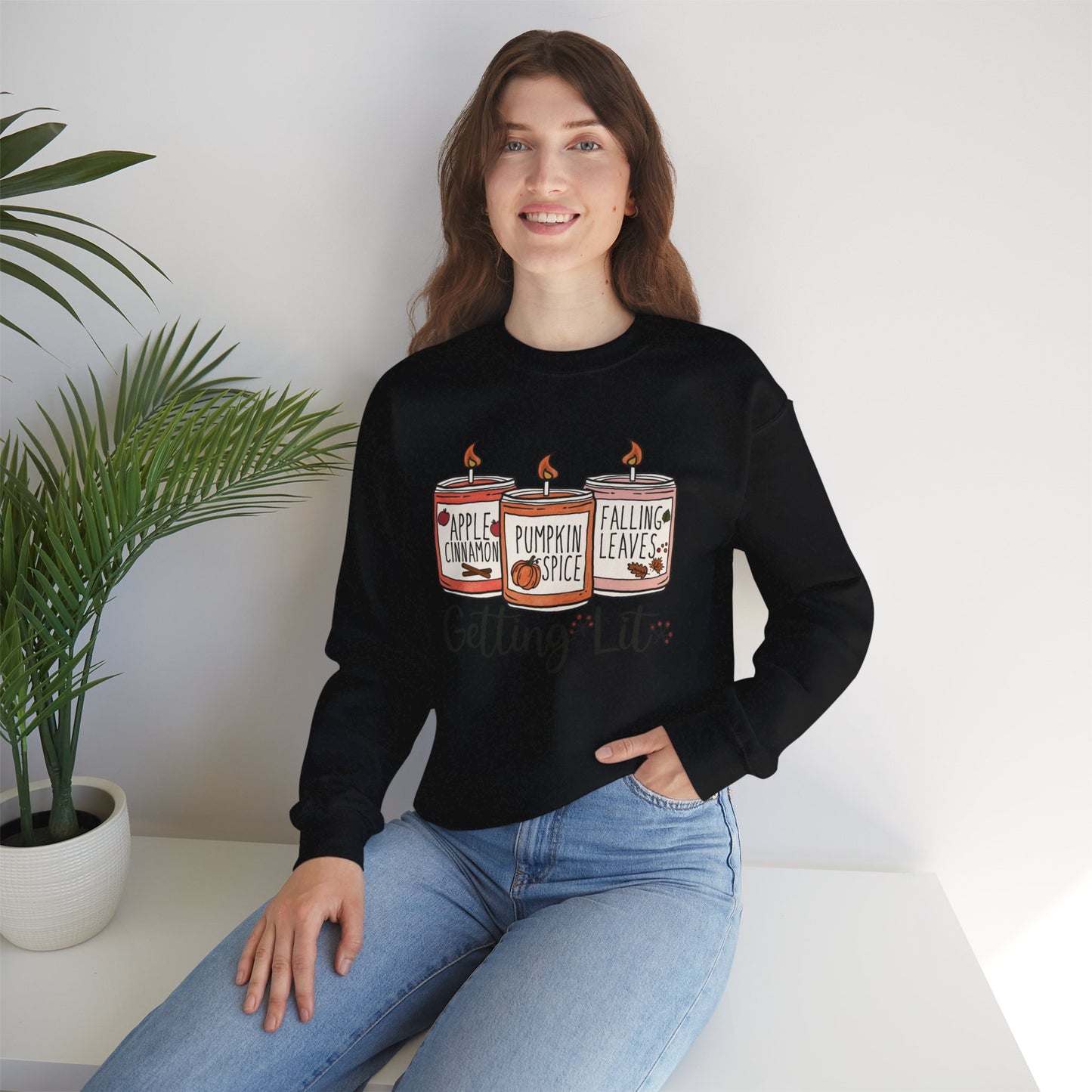 Halloween Candles Fall Season Vibe Unisex Heavy Blend™ Crewneck Sweatshirt