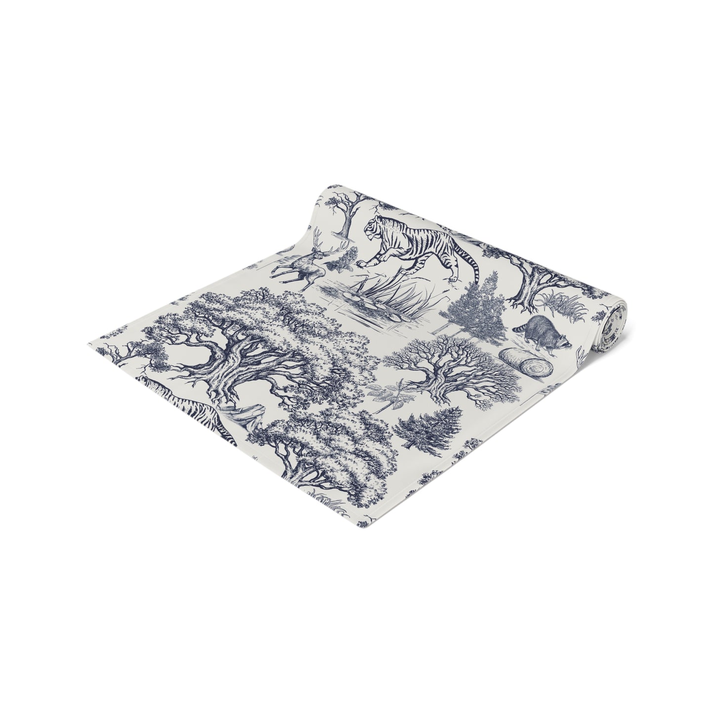 Personalized Name on Toile De Jouy Seamless Pattern Table Runner Version IA