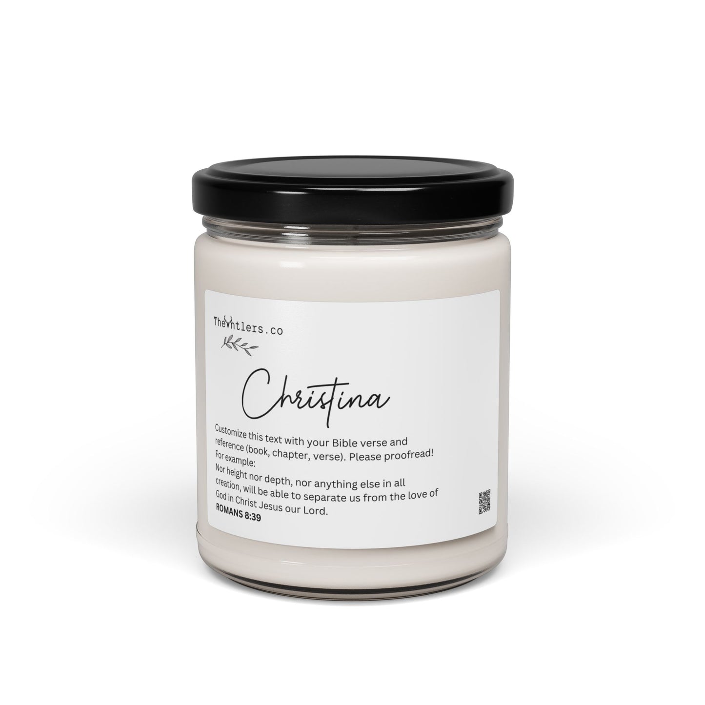 Personalized Scripture with Name Soy Wax Candle, Decoration Gift Idea, Eco Friendly 9oz