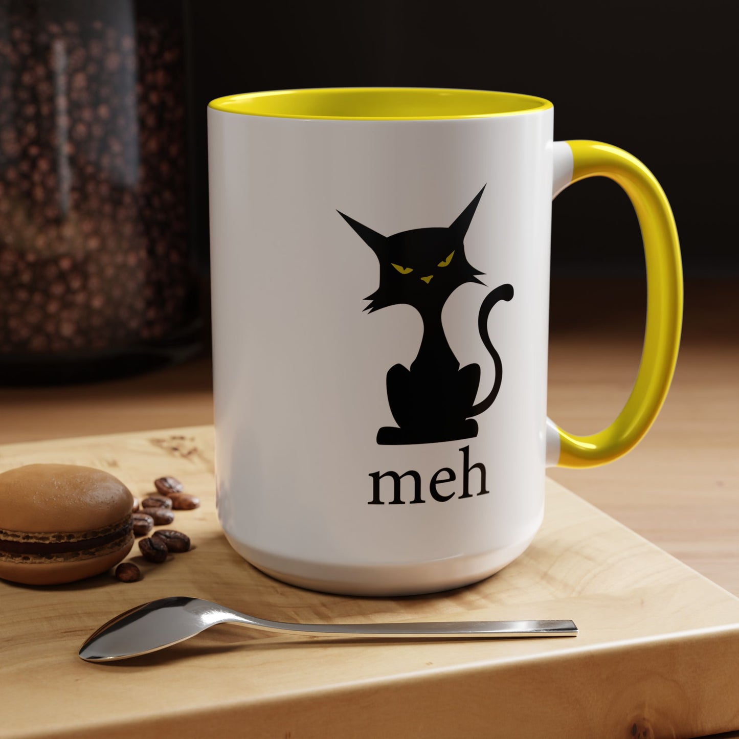 Cute Funny Meh Cat Mug Meme Hilarious Gift Idea Coffee Tea Cup