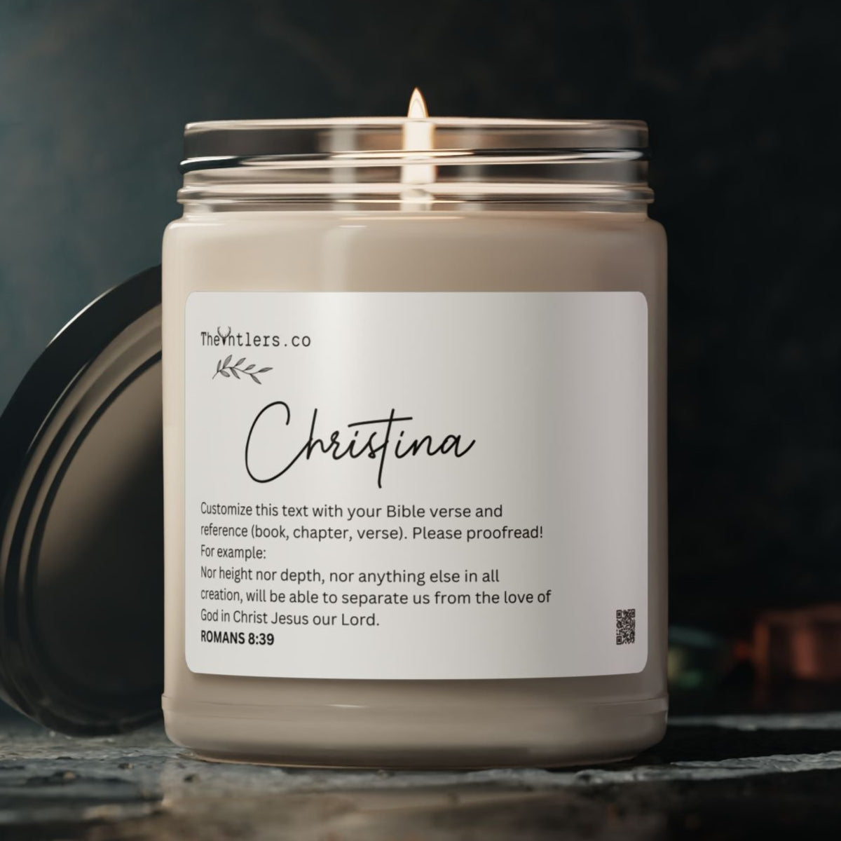 Personalized Scripture with Name Soy Wax Candle, Decoration Gift Idea, Eco Friendly 9oz