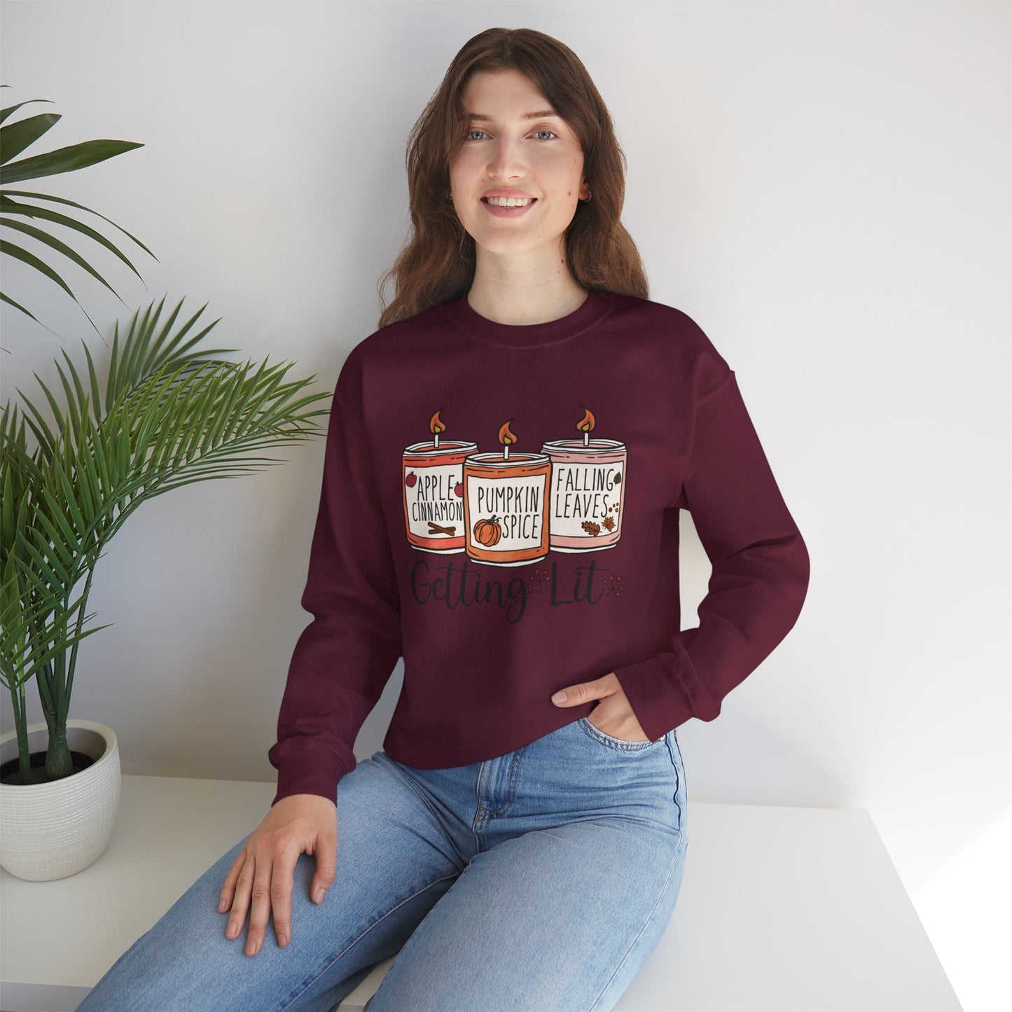 Halloween Candles Fall Season Vibe Unisex Heavy Blend™ Crewneck Sweatshirt