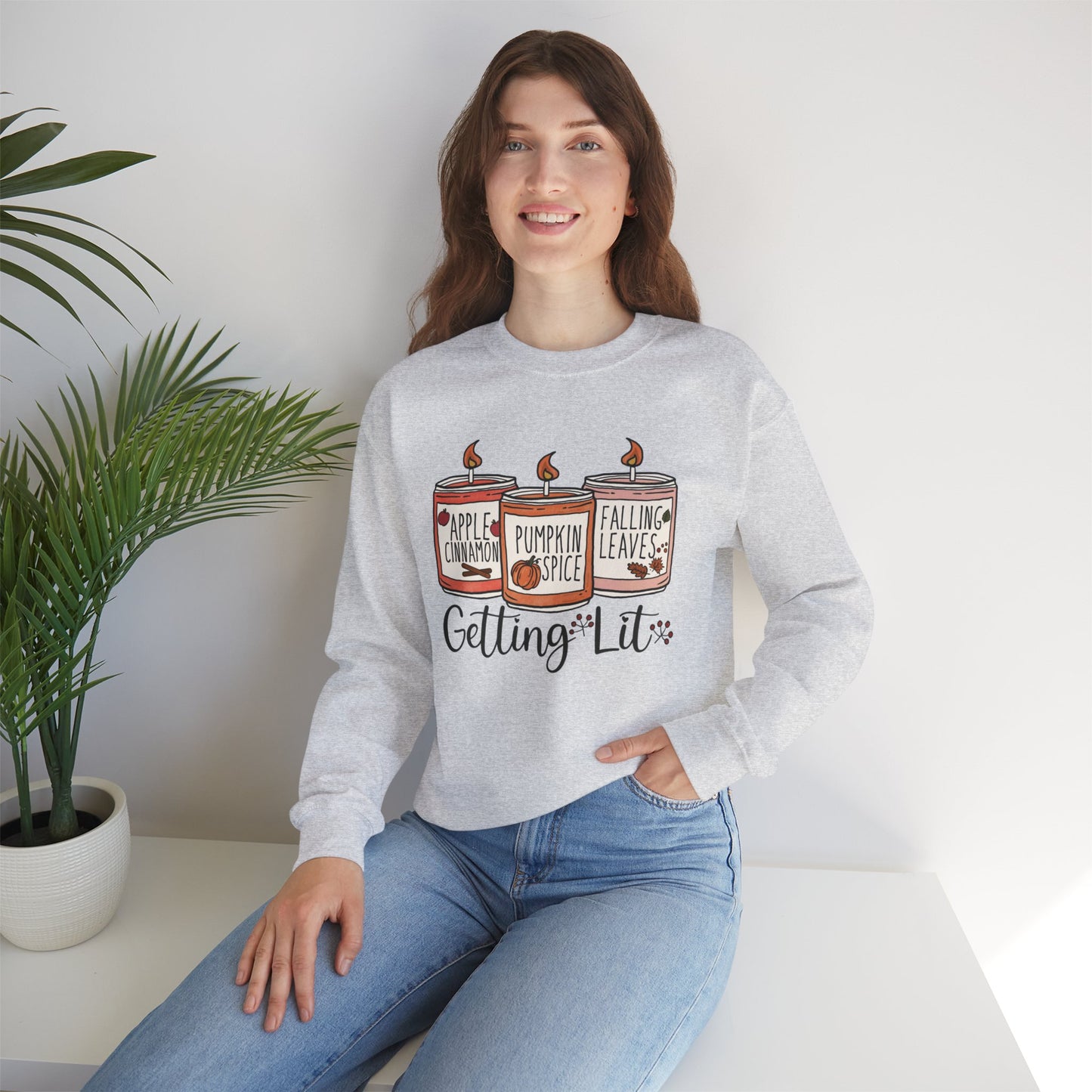 Halloween Candles Fall Season Vibe Unisex Heavy Blend™ Crewneck Sweatshirt