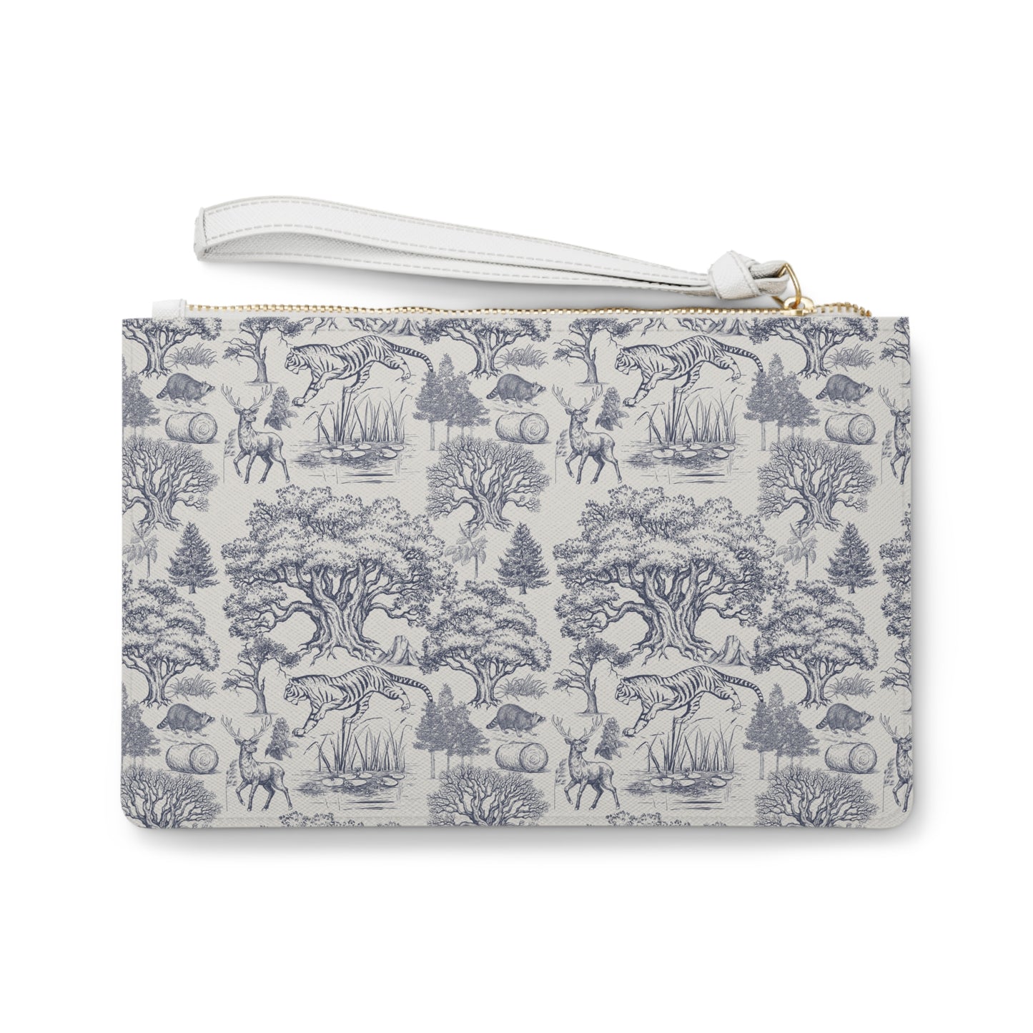 Personalized Name Luxury Vintage Toile De Jouy French Nature Landscape Seamless Pattern Art Version 2 Clutch Bag | Christmas Birthday Gift Ideas