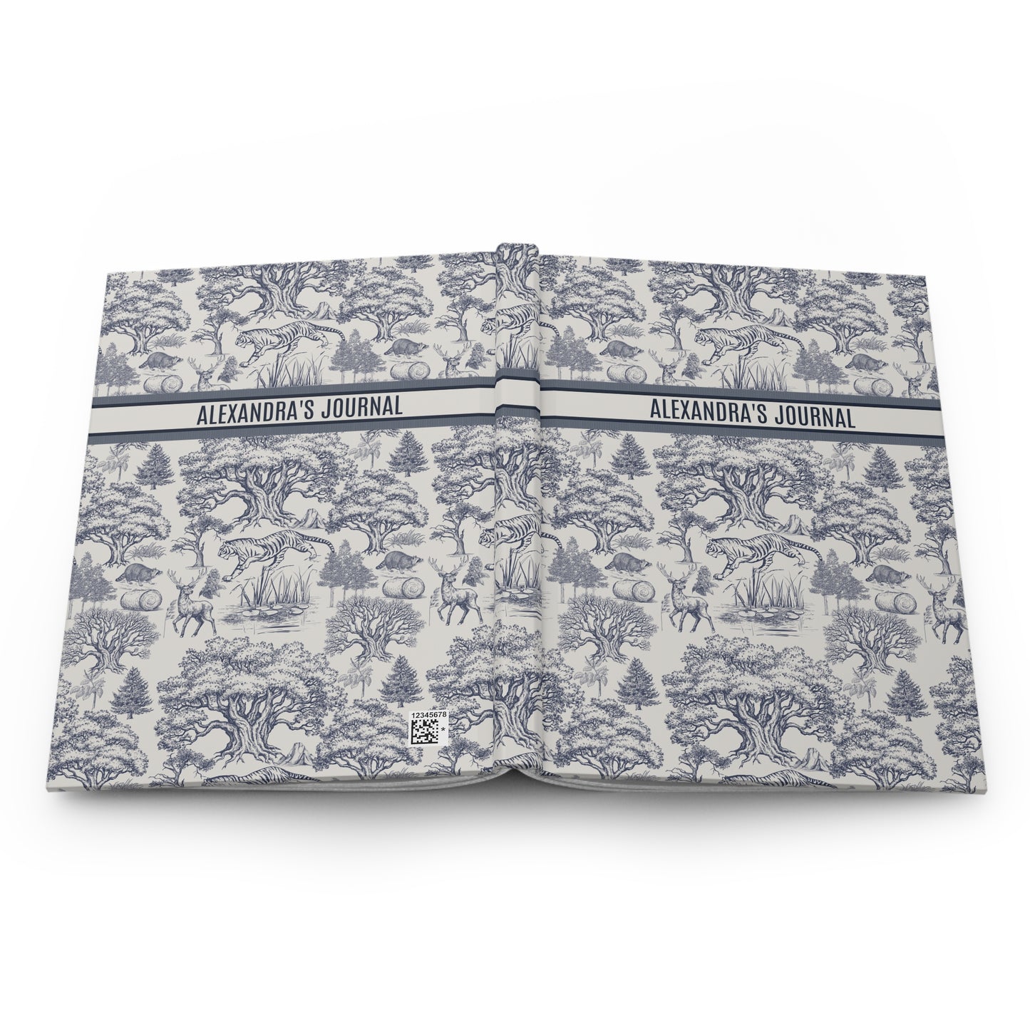 Personalized Name Toile De Jouy Seamless Nature Landscape Pattern Hardcover Journal Version 2