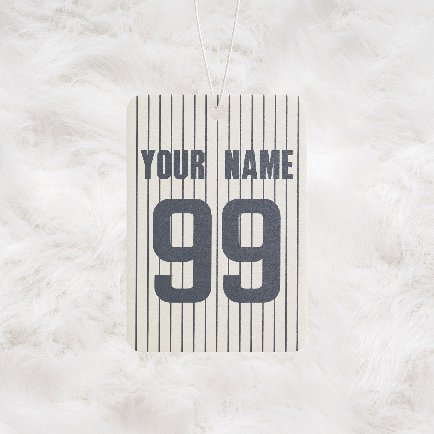 Personalized Name and Number Luxury Navy Blue Striped Car Air Freshener | Sport Style