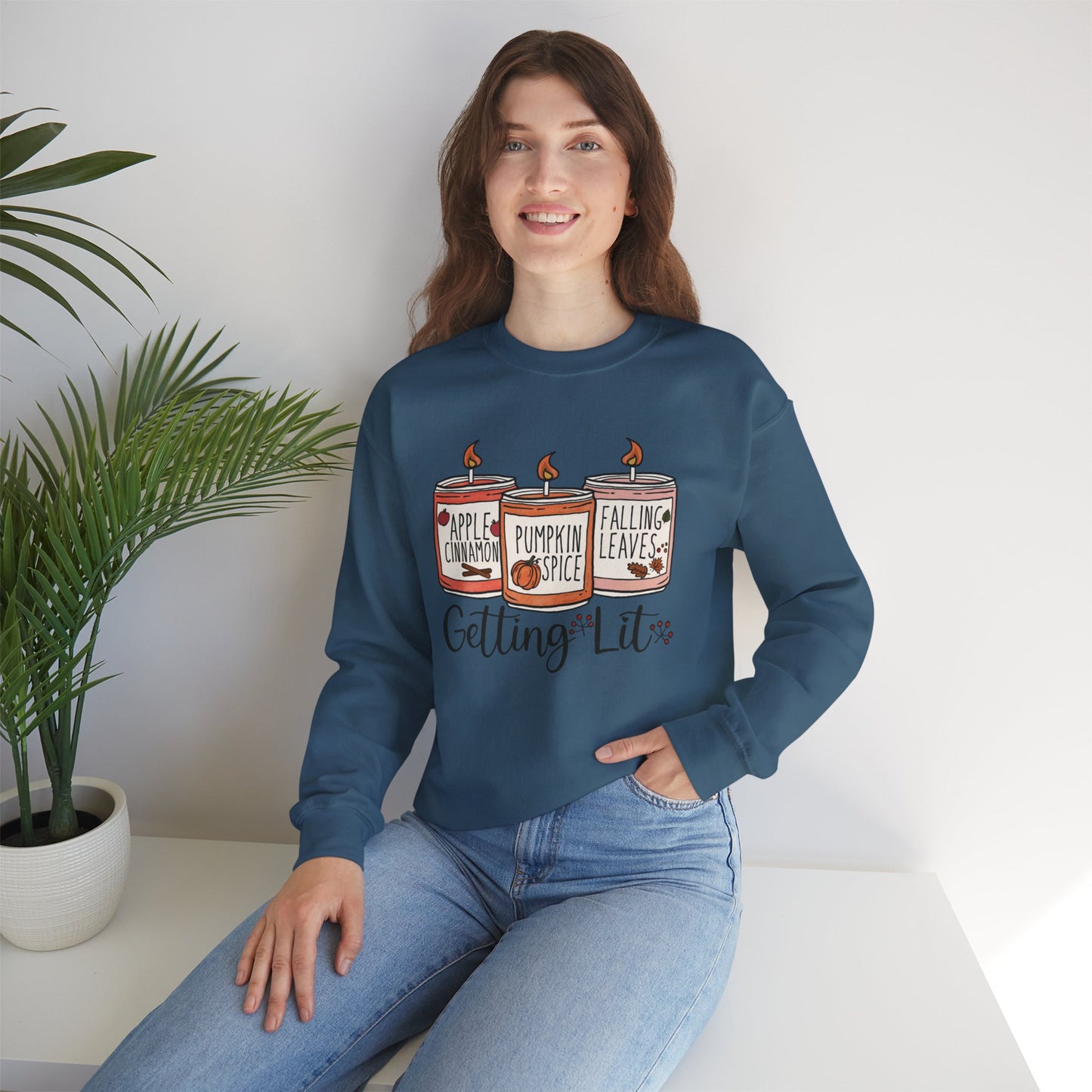 Halloween Candles Fall Season Vibe Unisex Heavy Blend™ Crewneck Sweatshirt