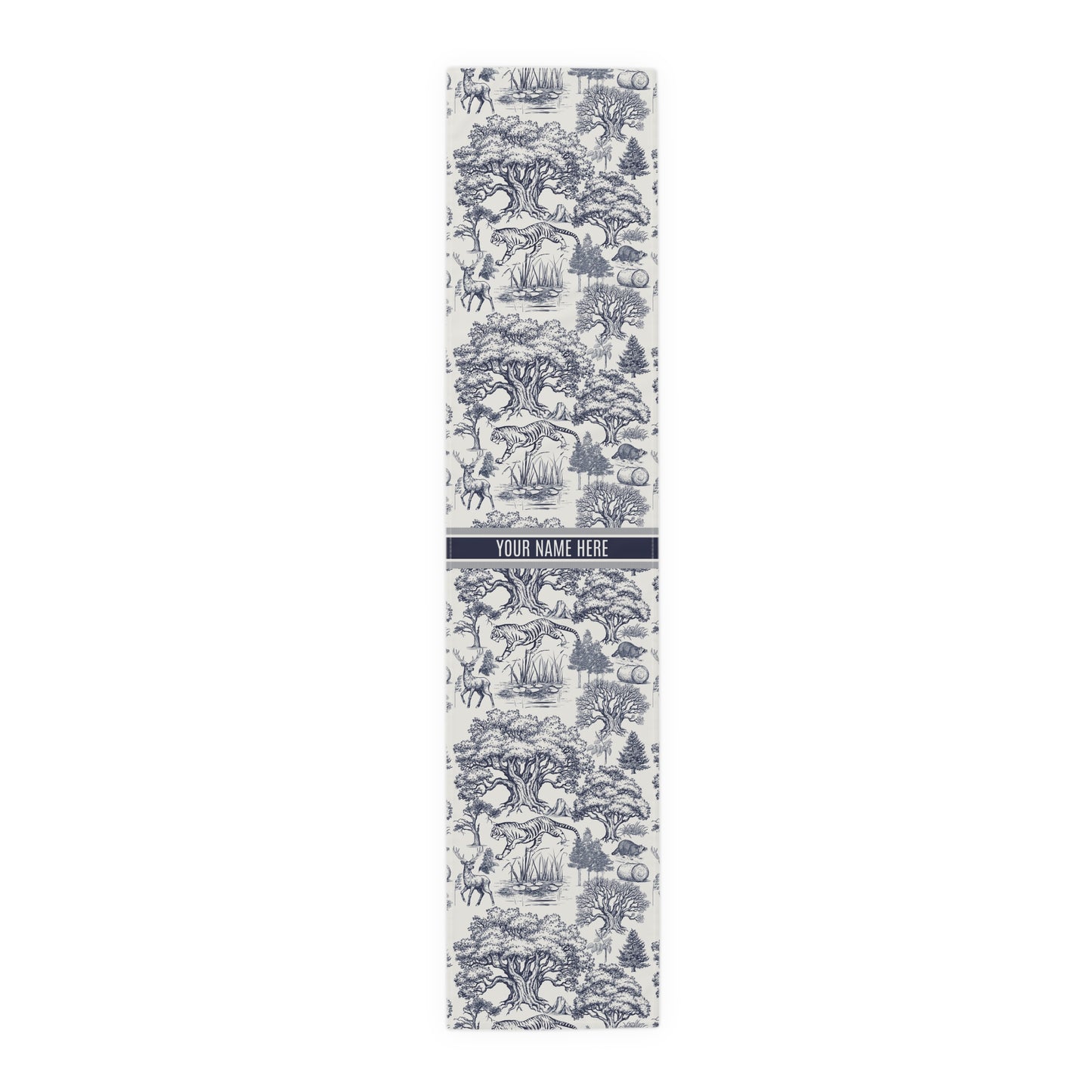 Personalized Name on Toile De Jouy Seamless Pattern Table Runner Version IA