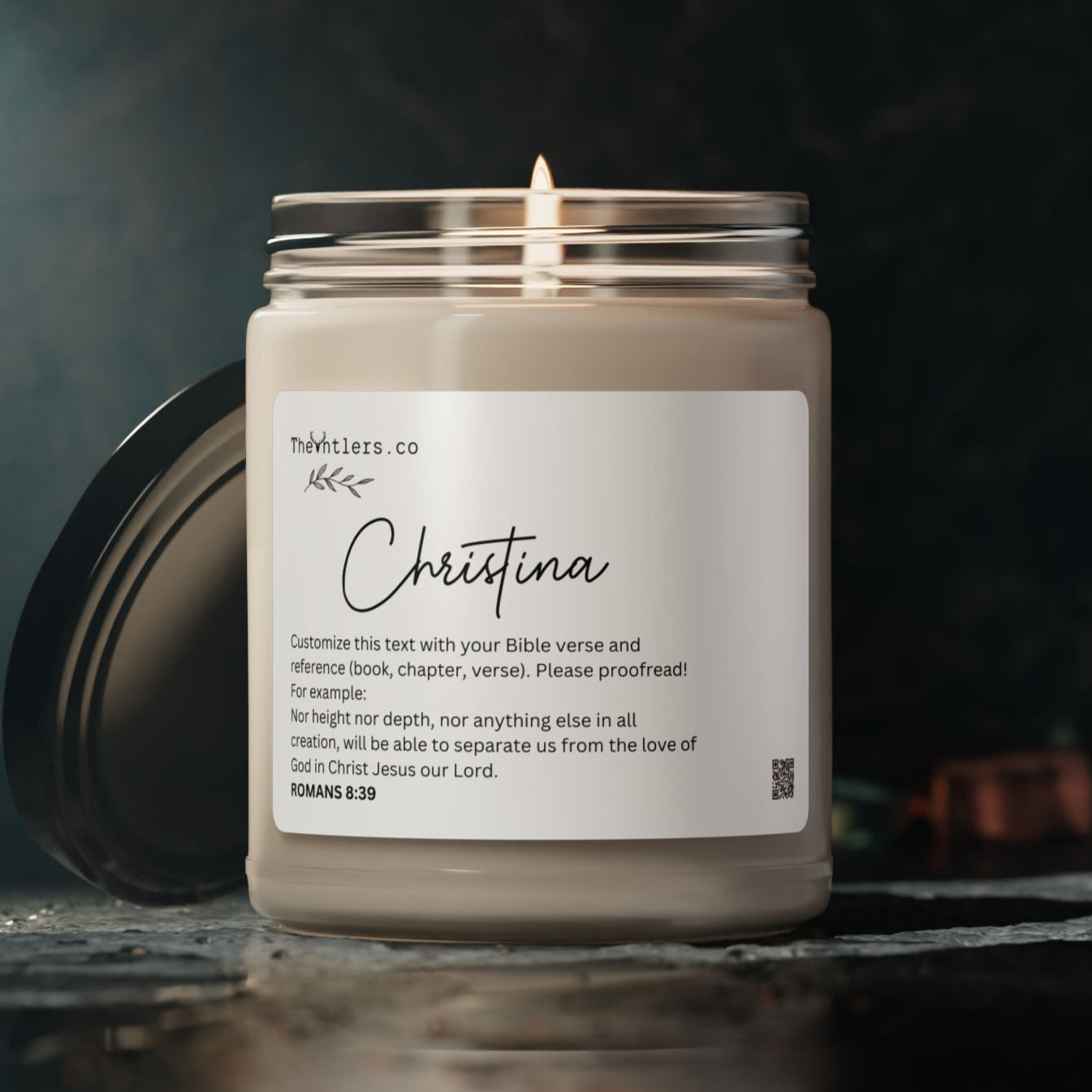 Personalized Scripture with Name Soy Wax Candle, Decoration Gift Idea, Eco Friendly 9oz