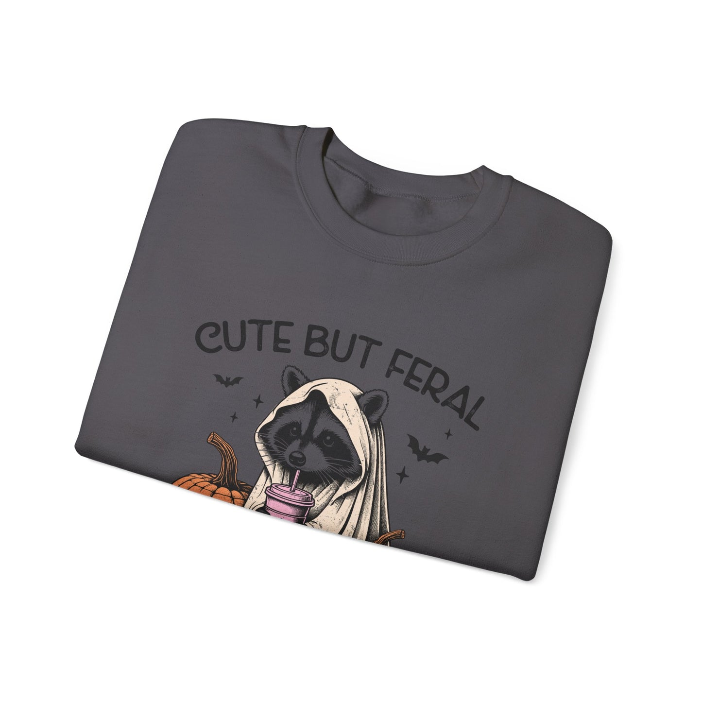 Raccoon Unisex Heavy Blend™ Crewneck Sweatshirt Cute and Feral Halloween Season Gift Ideas