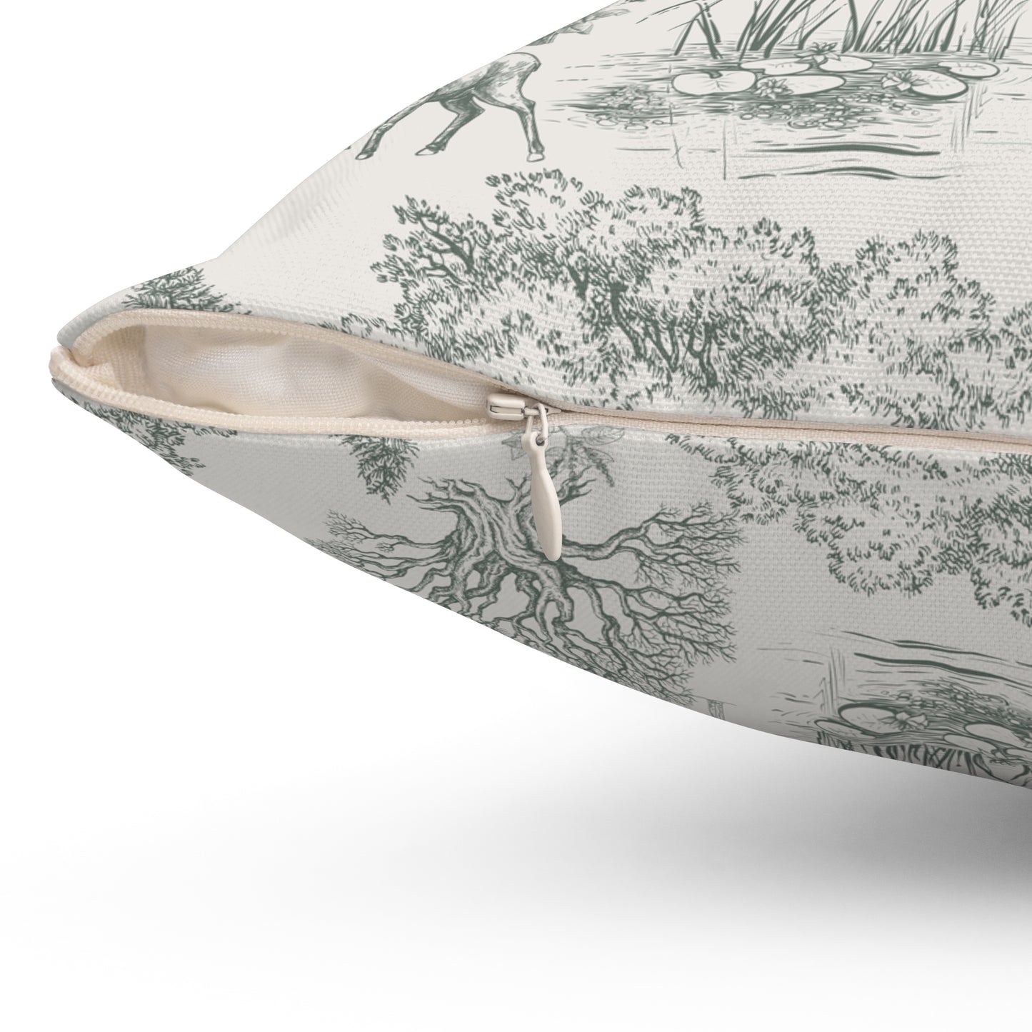 Personalized Name Luxury Vintage Toile De Jouy French Nature Landscape Seamless Pattern Version 4 Art Spun Square Throw Pillow Gifts