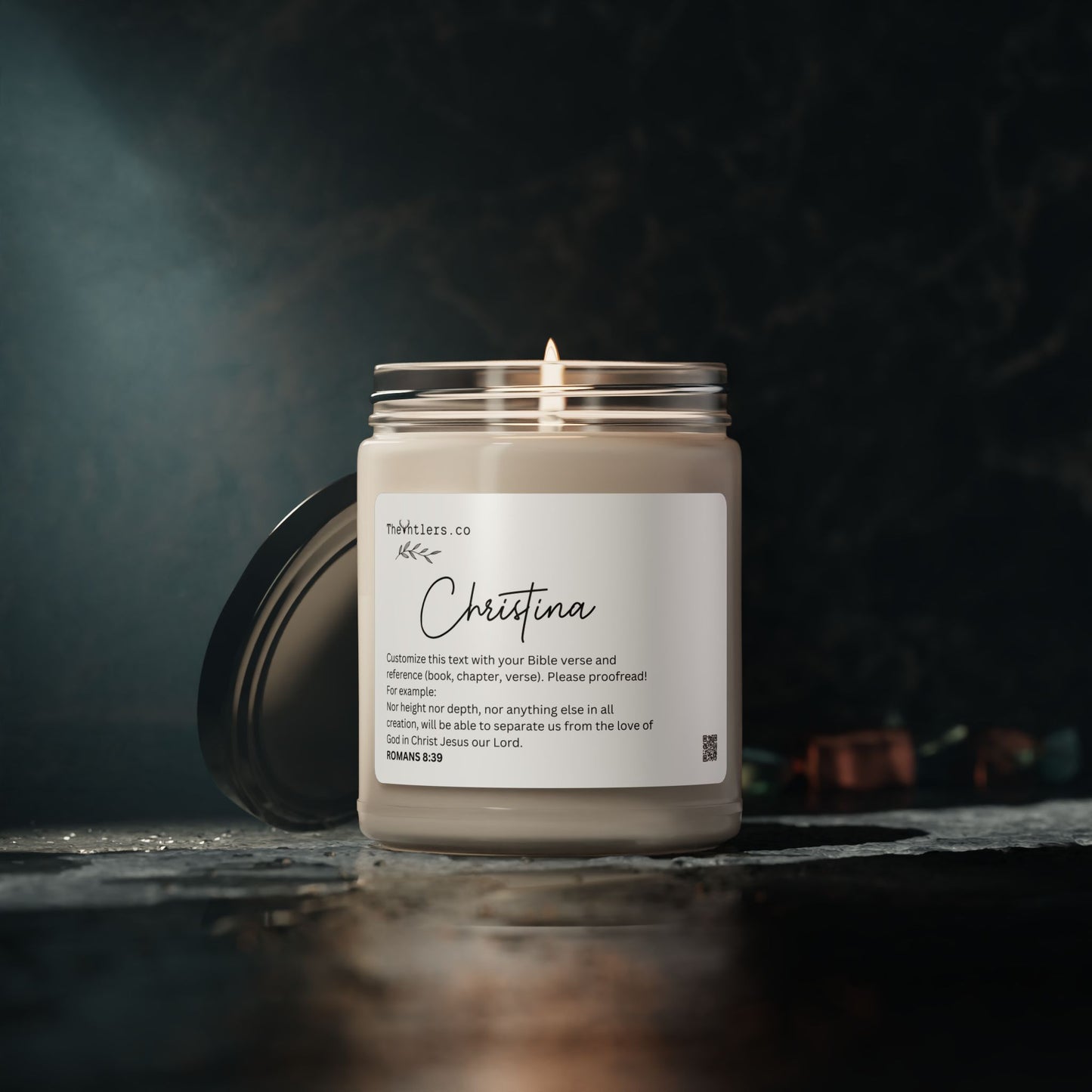 Personalized Scripture with Name Soy Wax Candle, Decoration Gift Idea, Eco Friendly 9oz