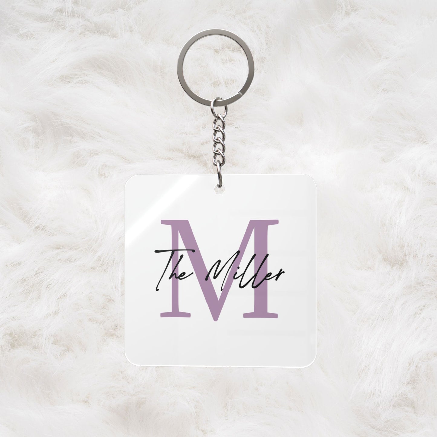 Personalized Family Monogram Name Square Keychain Handbag Charm