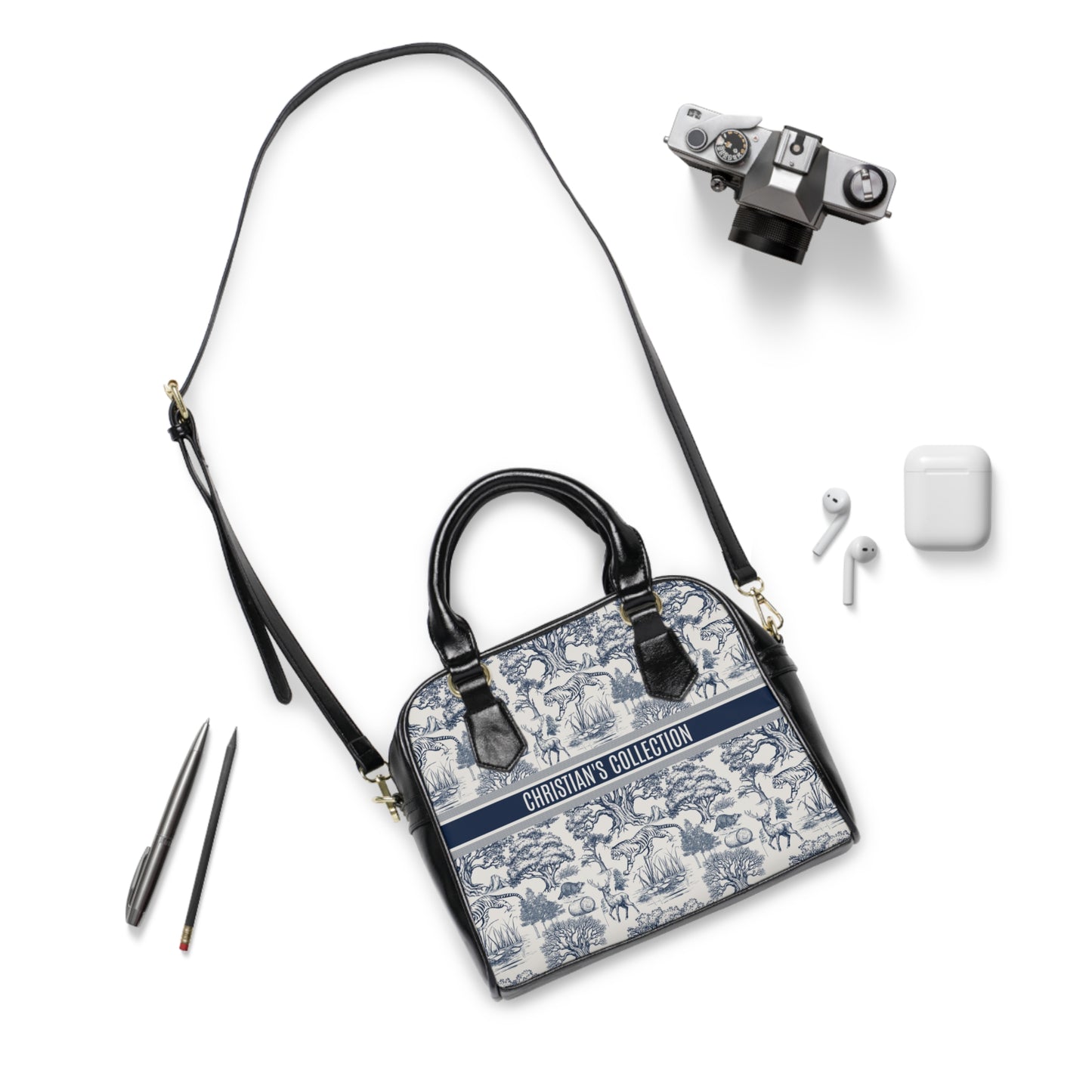 Personalized Shoulder Handbag Toile De Jouy Nature Landscape Pattern Version IA