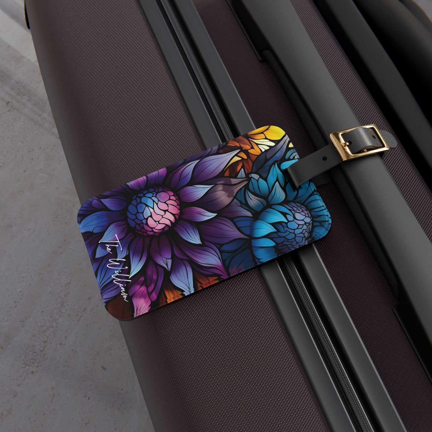 Personalized Custom Name Travel ID Floral Sunflowers Art Luggage Tag | Vacation Birthday Christmas Gift
