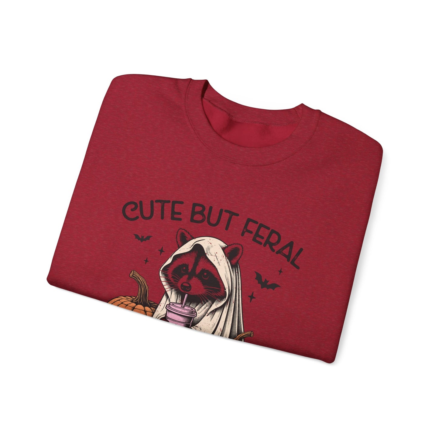 Raccoon Unisex Heavy Blend™ Crewneck Sweatshirt Cute and Feral Halloween Season Gift Ideas
