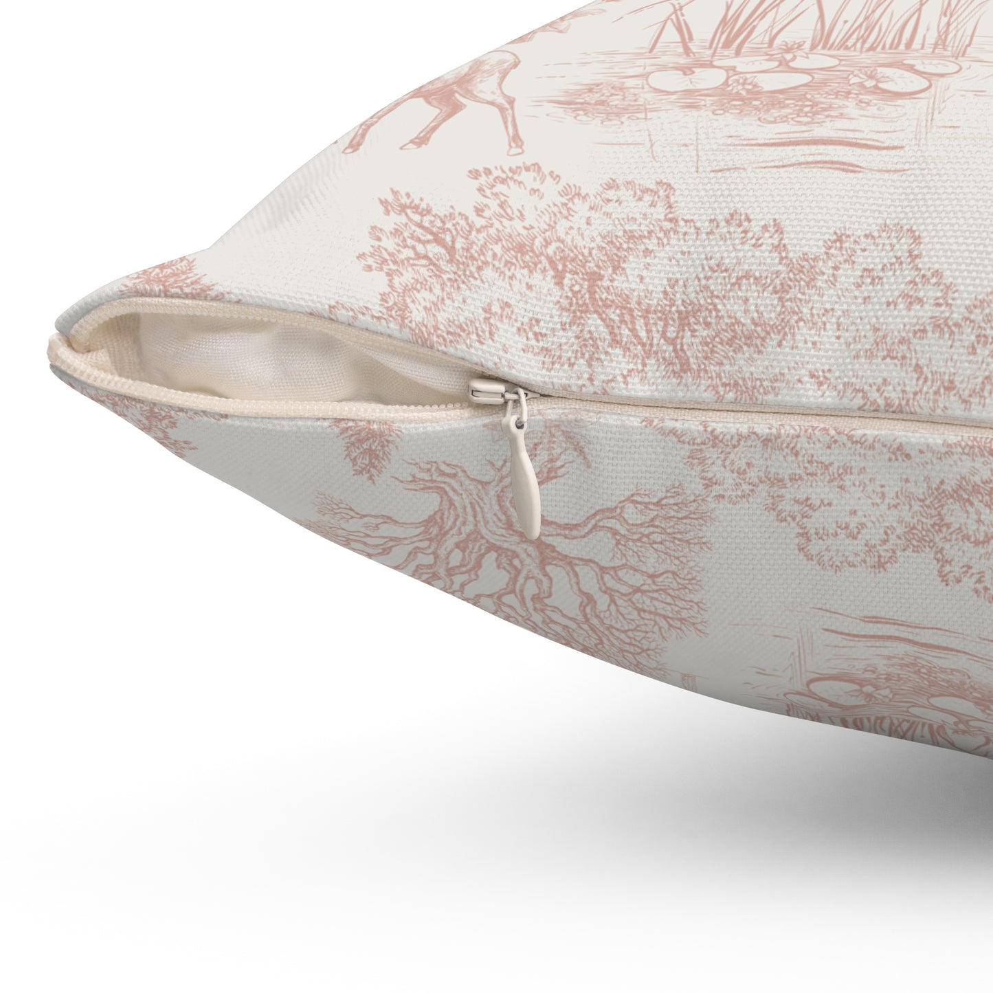 Personalized Name Luxury Vintage Toile De Jouy French Nature Landscape Seamless Pattern Version 6 Art Spun Square Throw Pillow Gifts