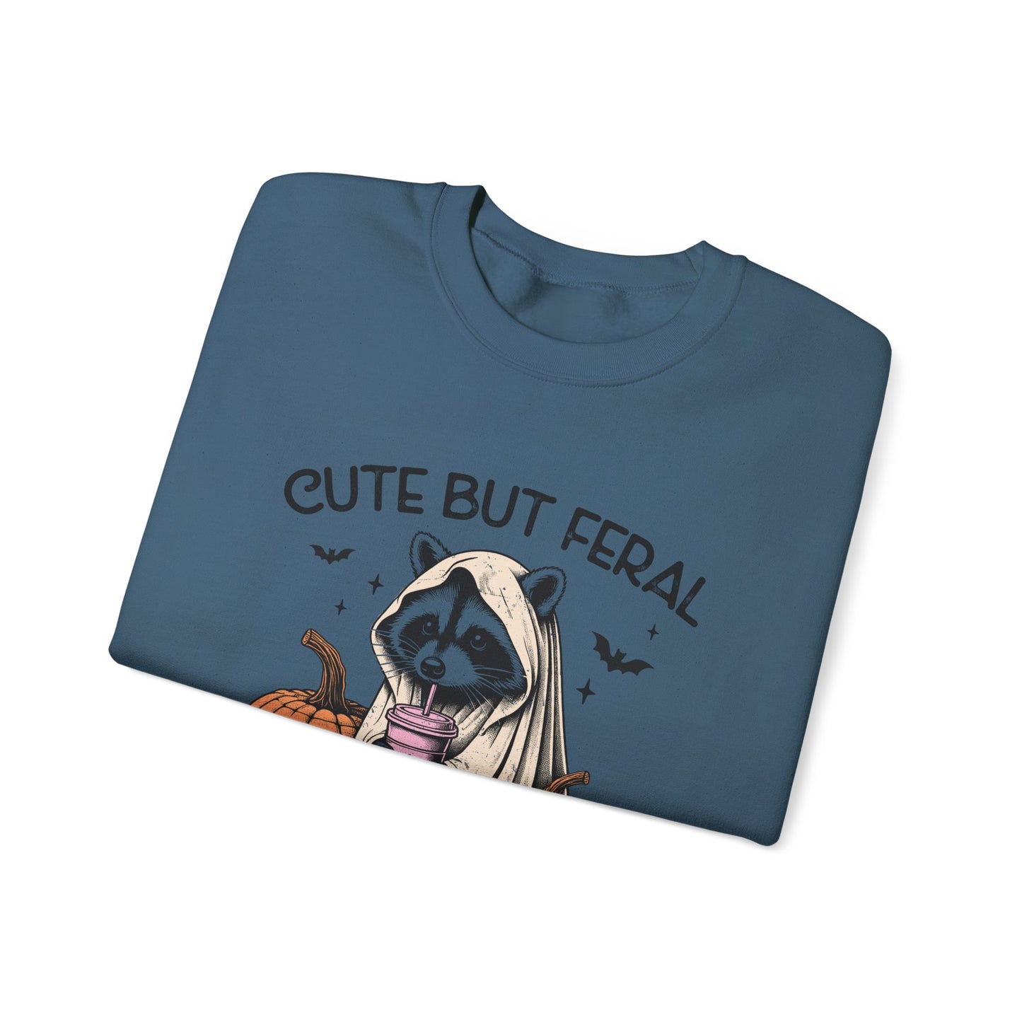 Raccoon Unisex Heavy Blend™ Crewneck Sweatshirt Cute and Feral Halloween Season Gift Ideas