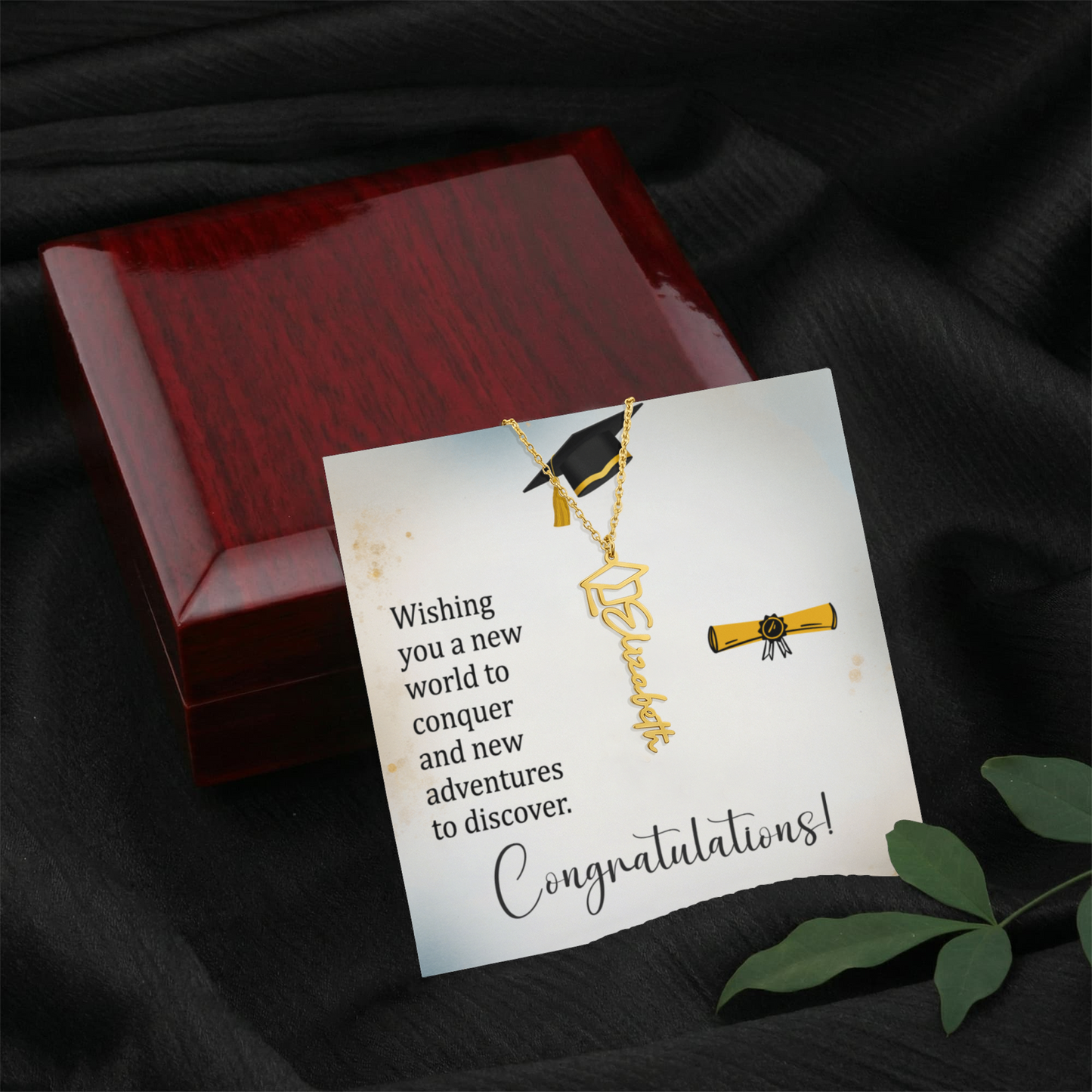 Graduation Cap Necklace and Message Card. Congratulations Gift Idea