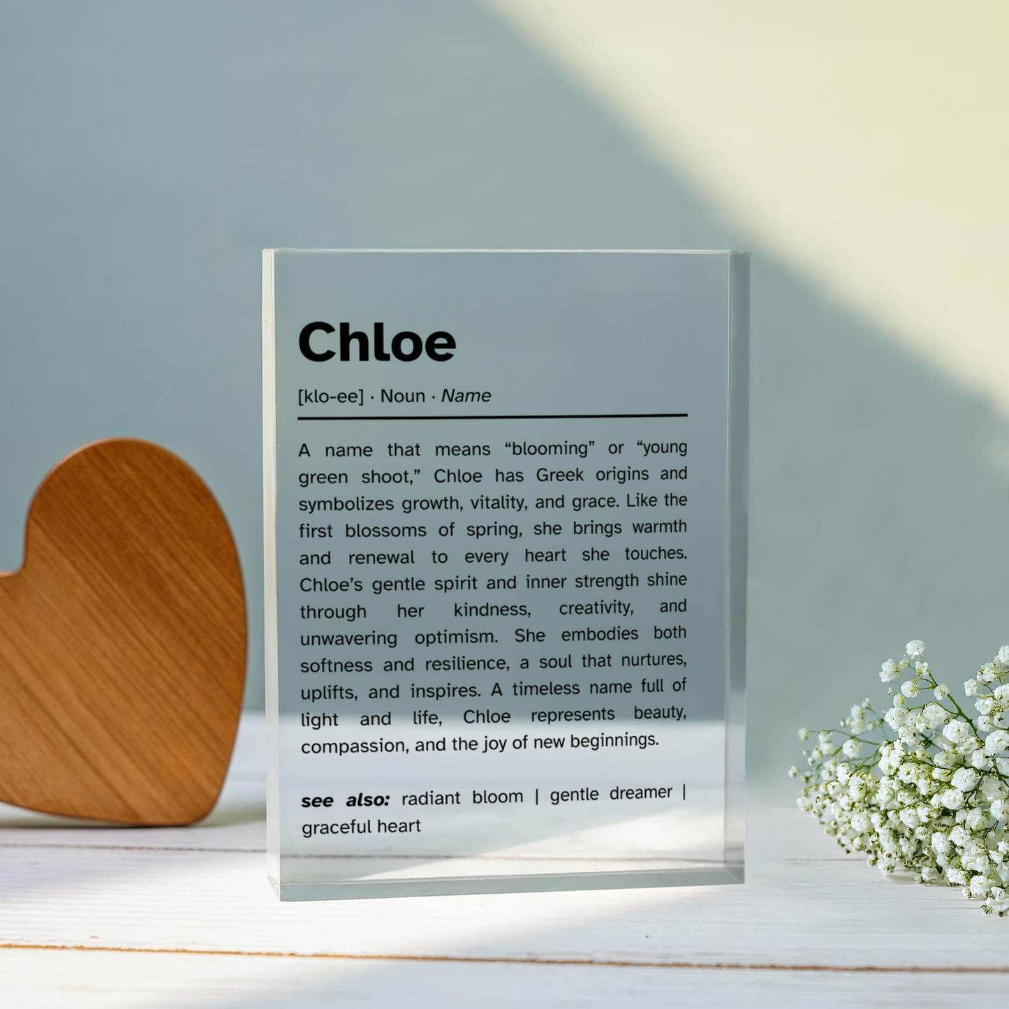 Chloe Name Meaning Art Acrylic Block | Home Decor