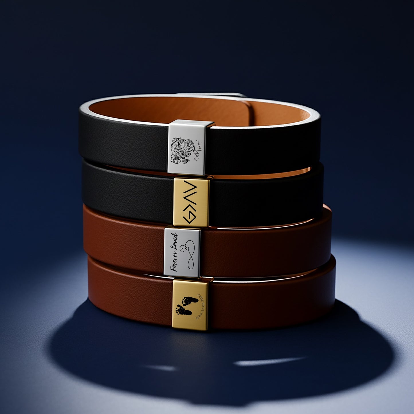 God is Greater than the Highs and Lows Premium Engraved Men's Leather Bracelet