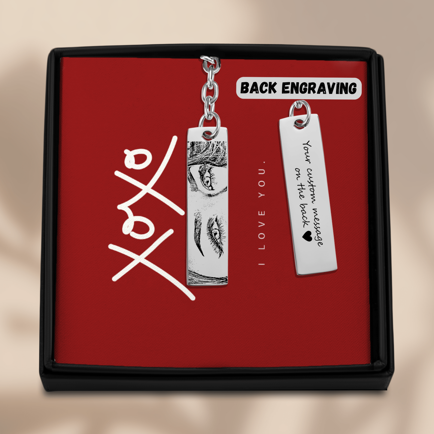 Personalized Custom Stunning Her Eyes His Eyes Your Eyes Engraved Cuban Vertical Bar Necklace | Special Gift Ideas for Birthday Christmas Anniversary