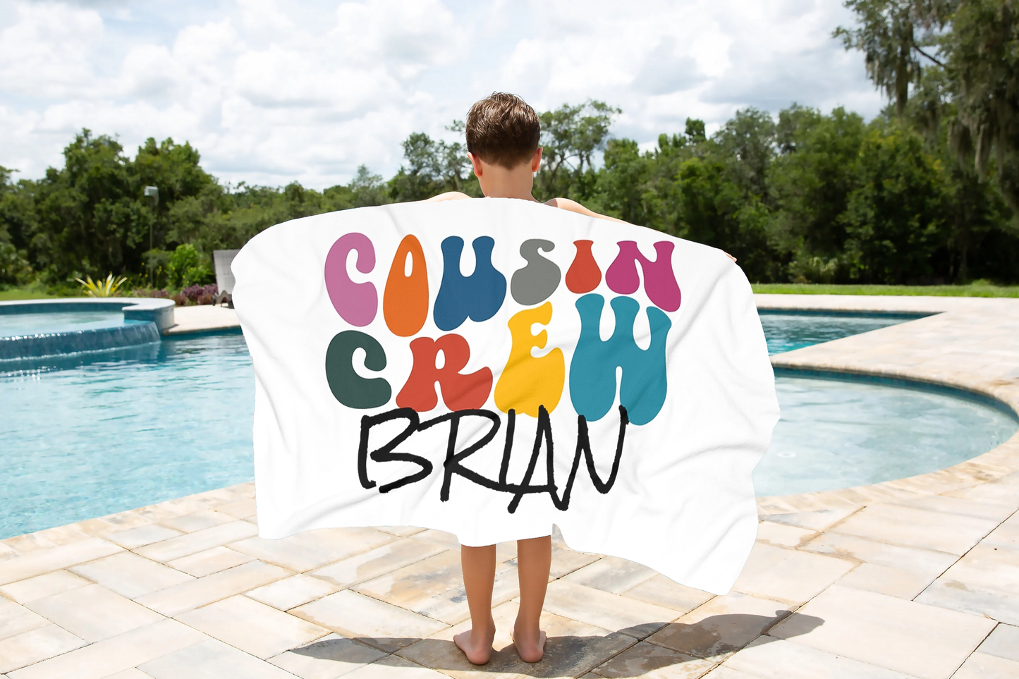 Personalized Name Cousin Crew Beach Towel