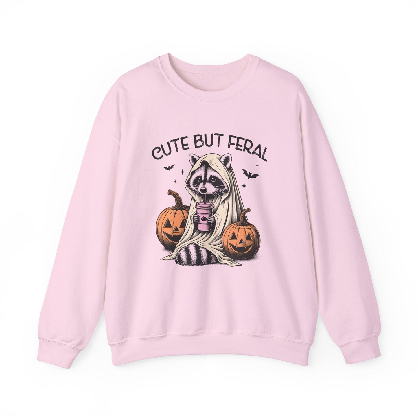 Raccoon Unisex Heavy Blend™ Crewneck Sweatshirt Cute and Feral Halloween Season Gift Ideas