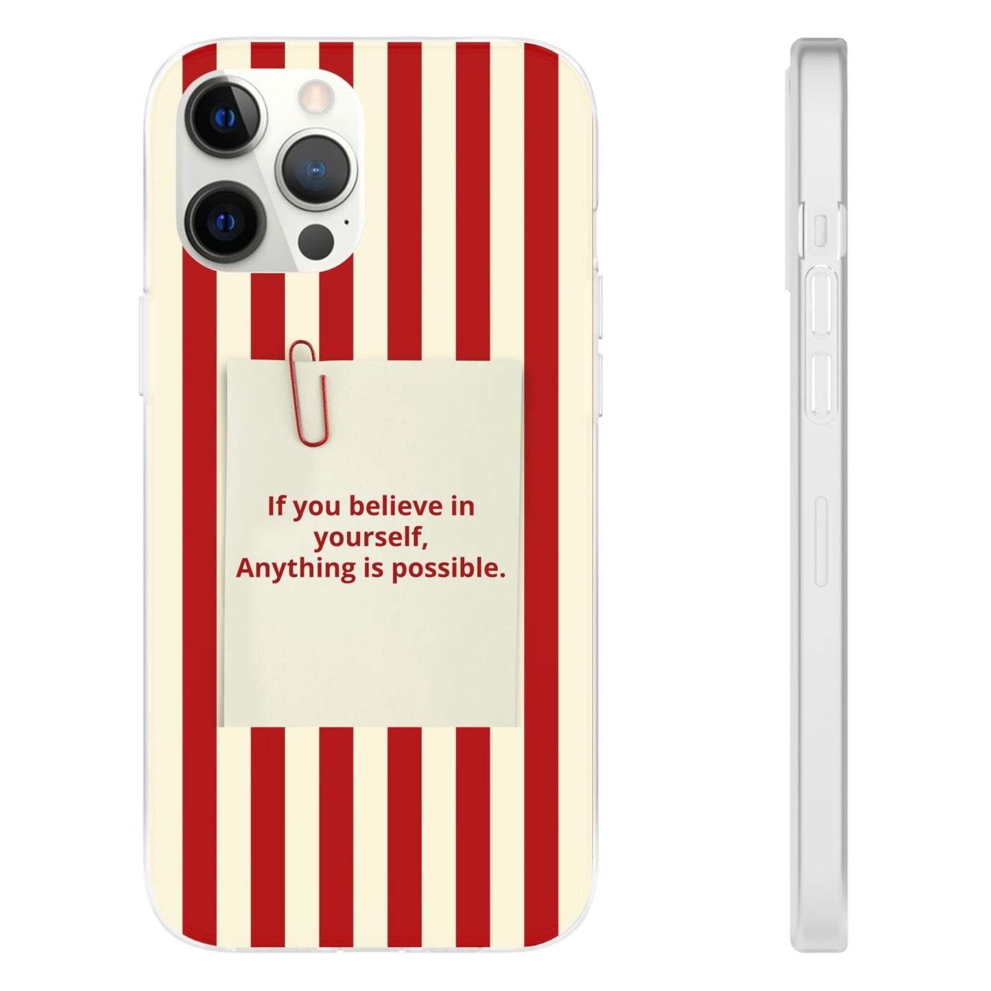Personalized Custom Text Inspirational Striped Phone Case. “If you believe in yourself, Anything is possible.”
