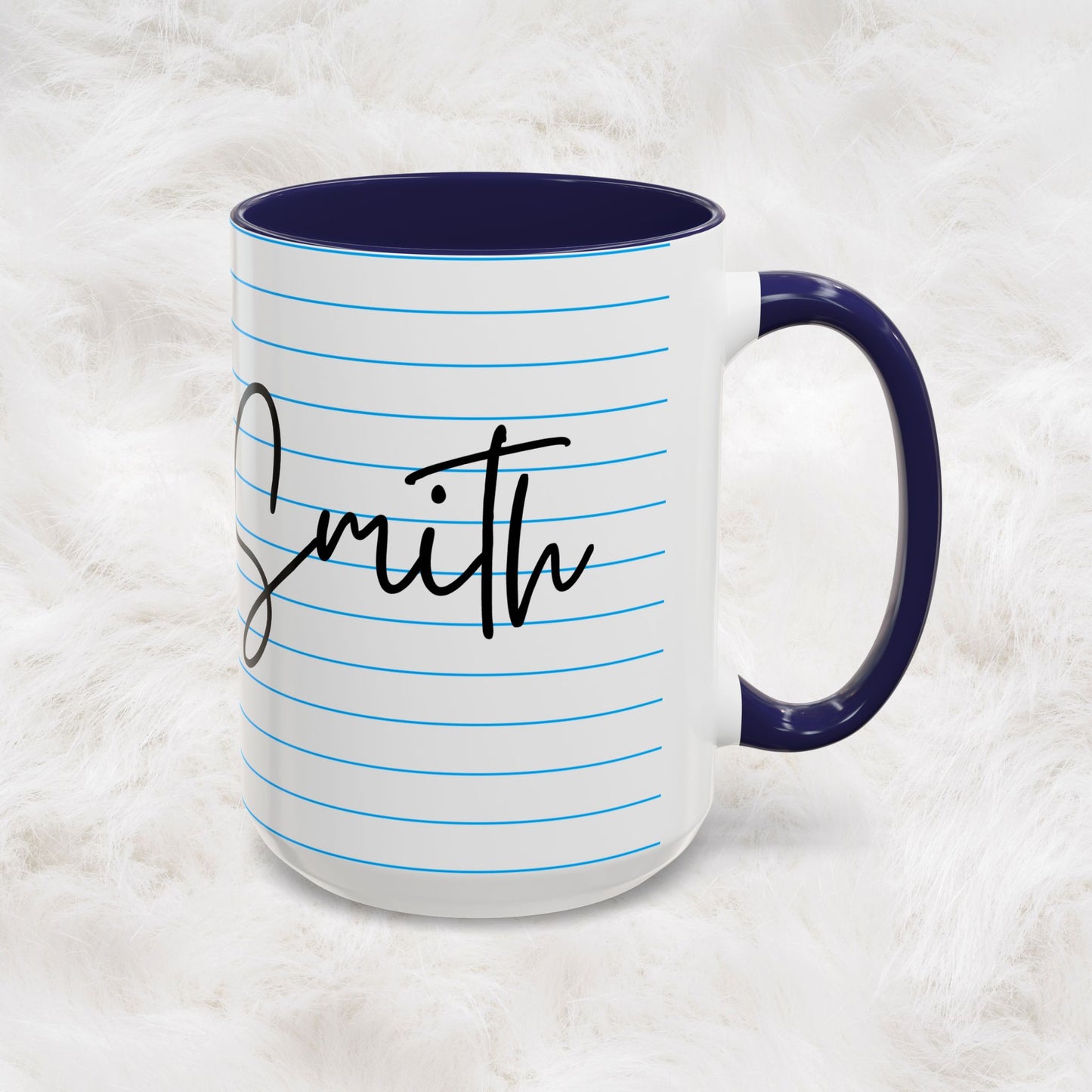 Personalized Name College Ruled Lined Coffee Tea Mug | Student Teacher Back to School Motivation Gift Idea