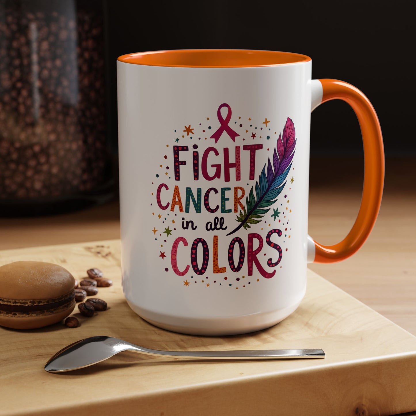 “Fight Cancer in All Colors” Mug | Inspirational Souvenir Coffee & Tea Cup Gift Idea