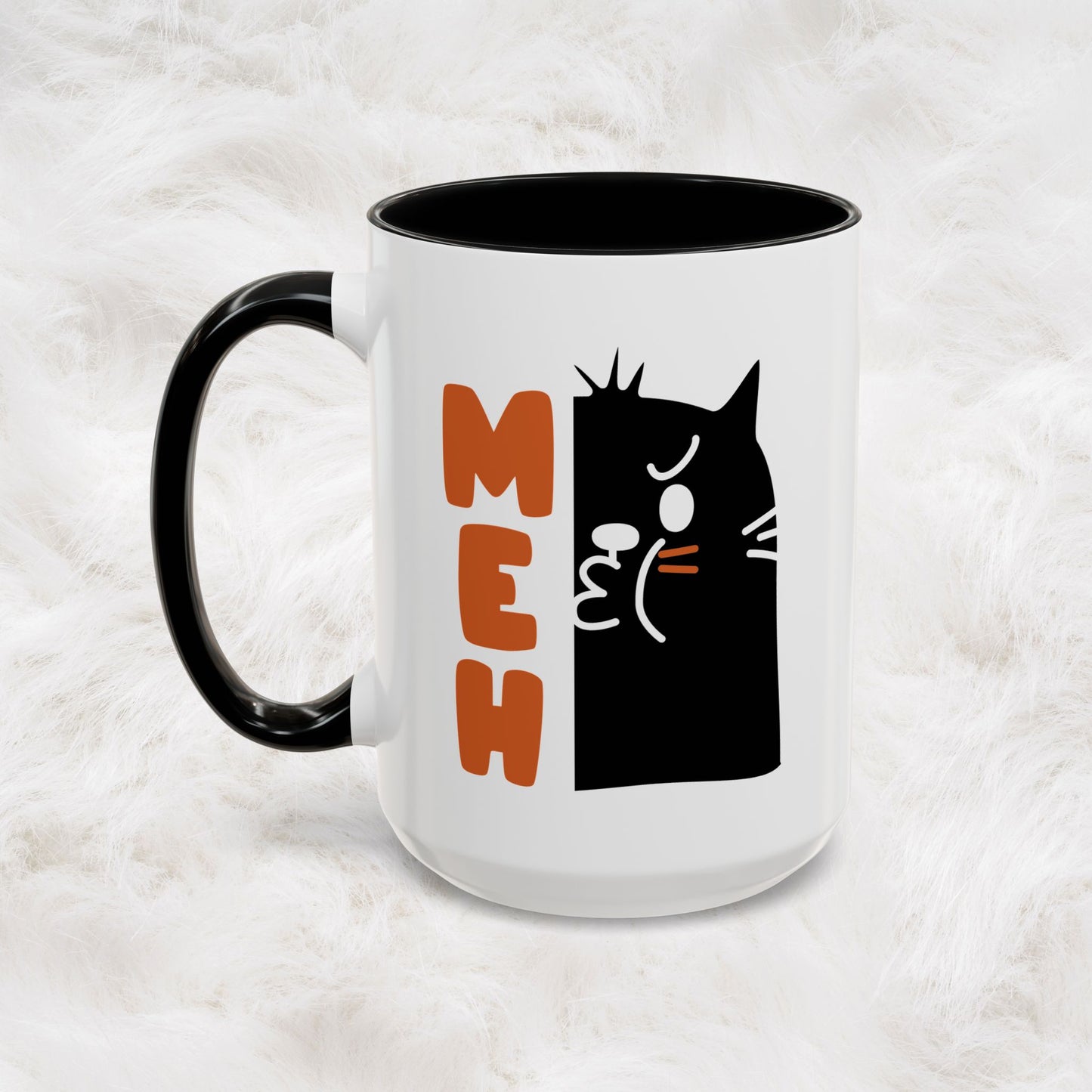 Cute Funny Meh Cat Mug Meme Hilarious Gift Idea Coffee Tea Cup