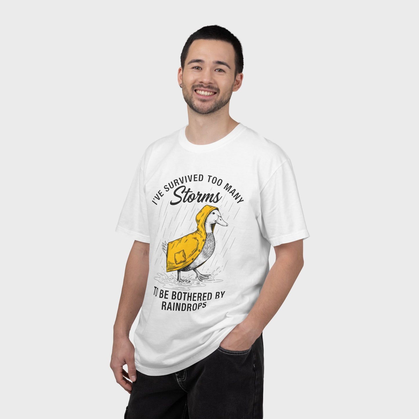 Funny Storm-Proof Goose Duck Unisex T-Shirt | I’ve Survived Too Many Storms to Be Bothered by Raindrops