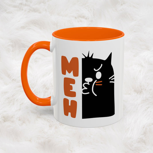Cute Funny Meh Cat Mug Meme Hilarious Gift Idea Coffee Tea Cup