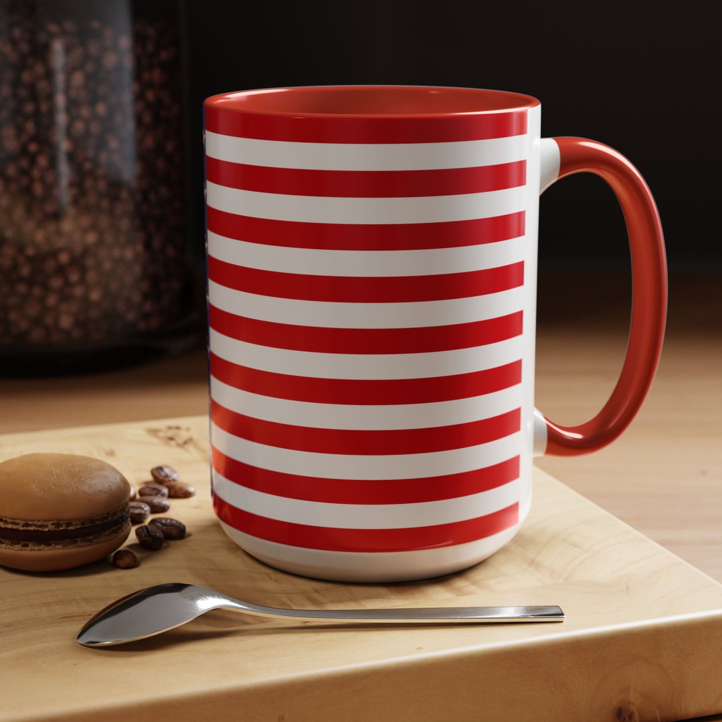 American Stars and Stripes USA Flag Accent Mug | Trending July 4th Gift Idea Coffee Tea Cup
