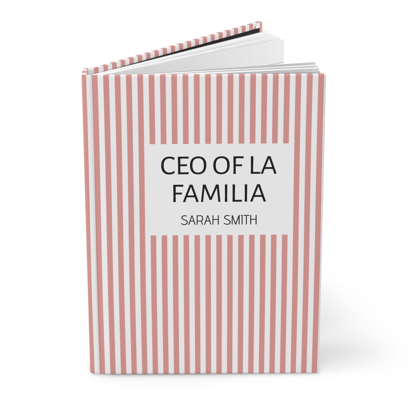 Personalized Title and Name Pink Striped Notebook Hardcover Journal | CEO of La Familia Gift for Mom, Wife, Women, Mother's Day