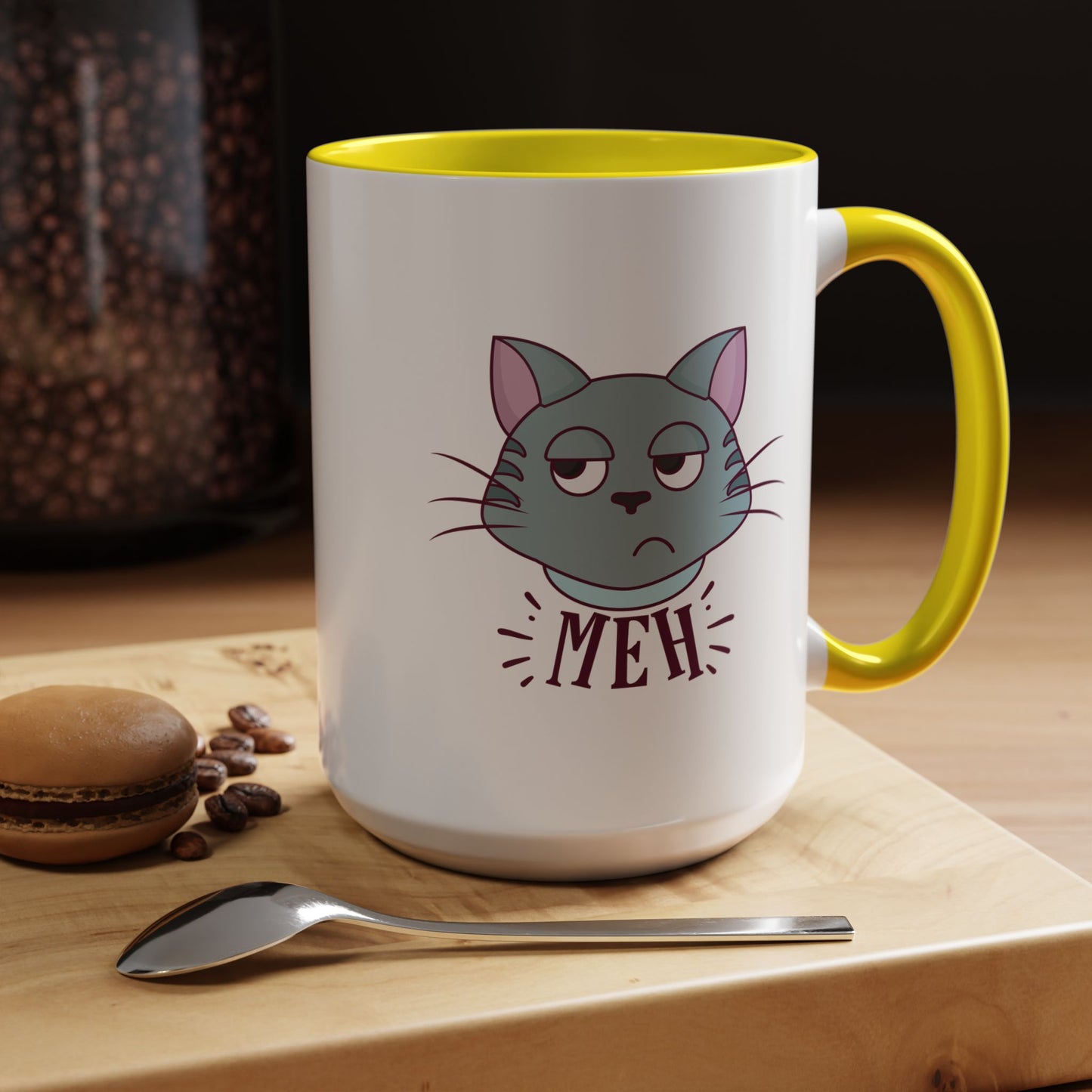 Cute Funny Meh Mug Meme Cat Coffee Tea Cup Hilarious Gift Idea