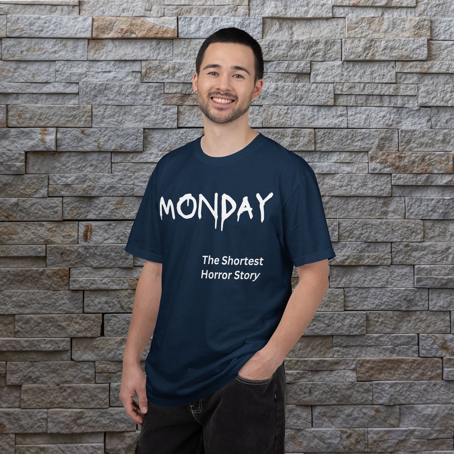 Monday The Shortest Horror Story Garment-dyed Cotton T-Shirt | Birthday Christmas Funny Work Meme Gift Idea