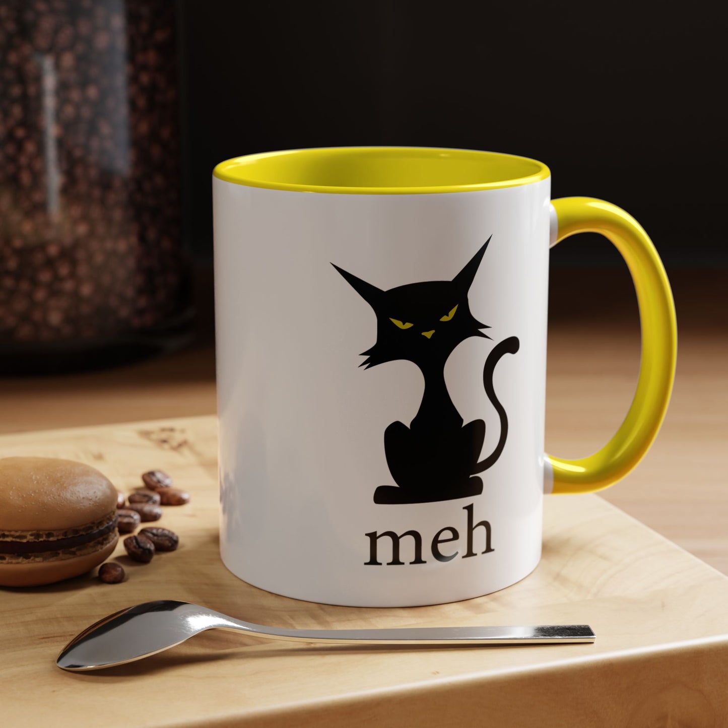 Cute Funny Meh Cat Mug Meme Hilarious Gift Idea Coffee Tea Cup